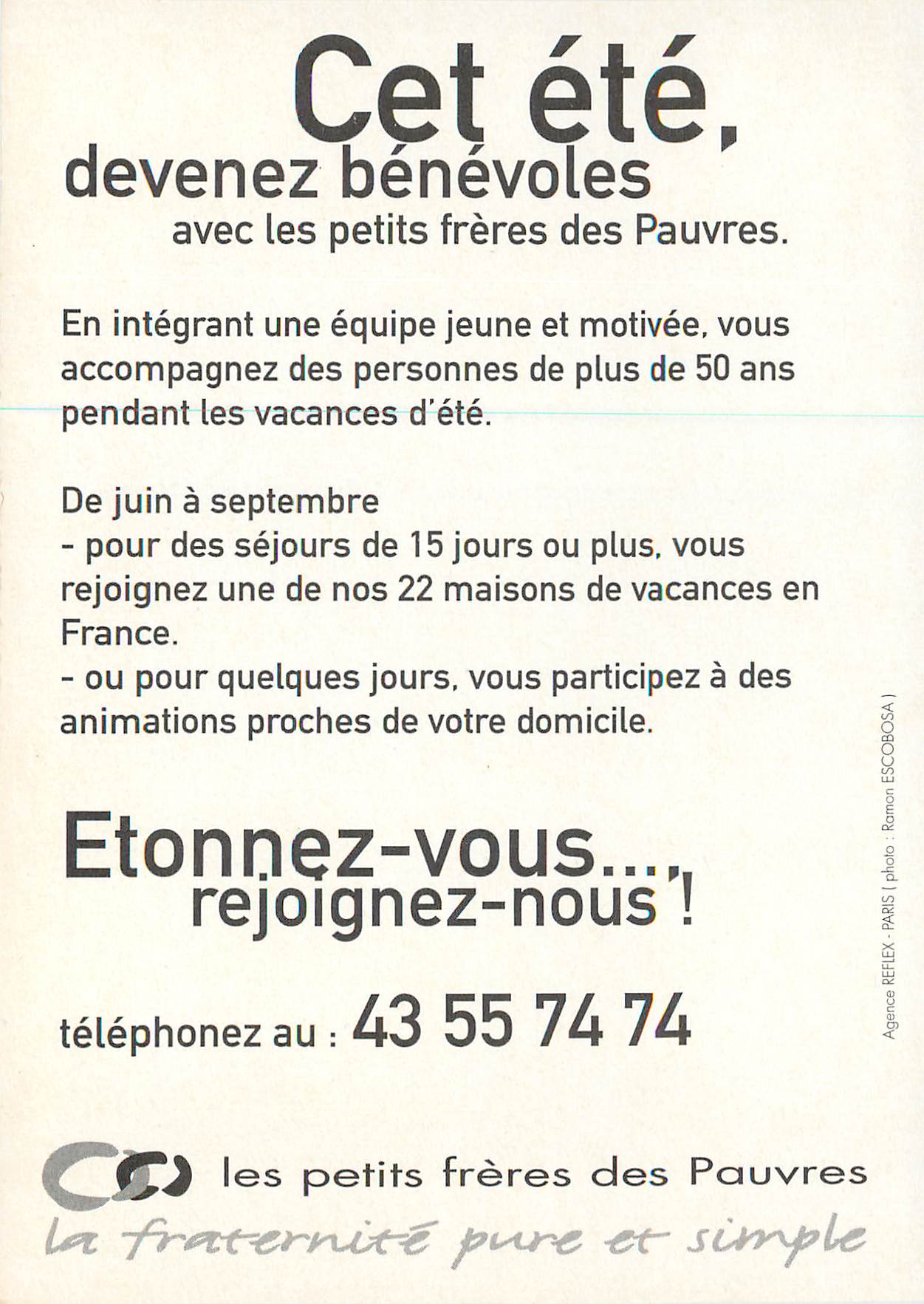 CPM Cet Ete Devenez Benevoles avec les Petits Freres des Pauvres — Rückseite