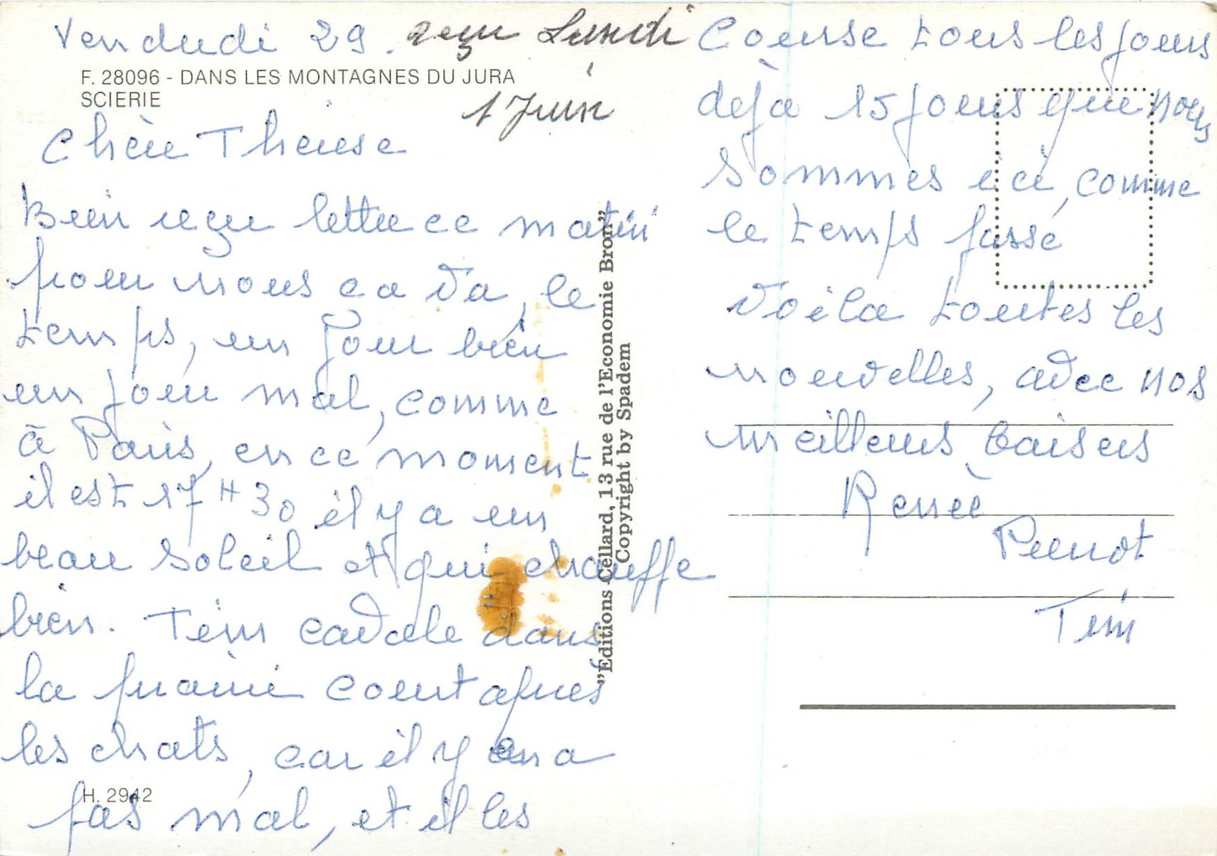 CPM Dans les Montagnes du Jura Scierie — Rückseite