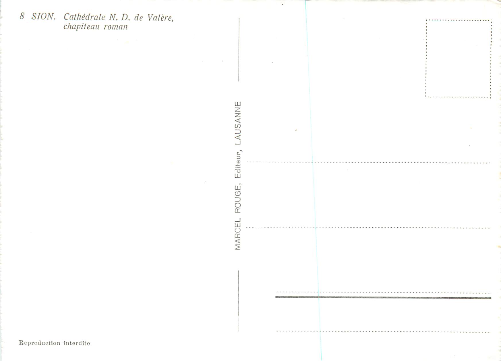 CPM Sion Cathedrale N D de Valere Chapiteau Roman — Rückseite