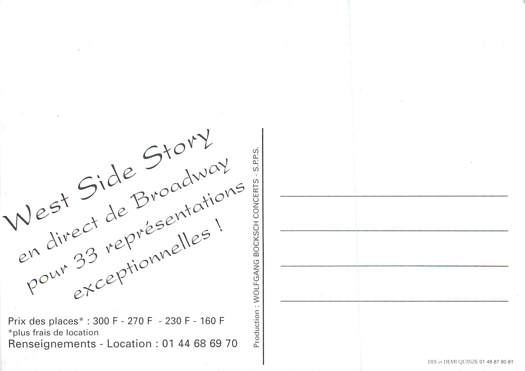 CPM Palais des Sports Porte de Versailles West Side Story — Rückseite