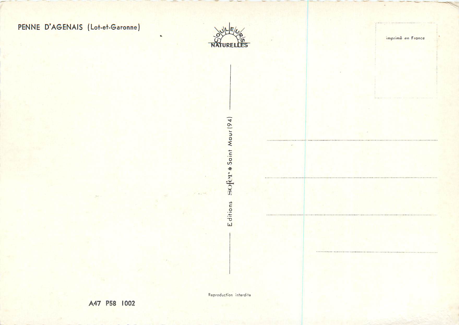 CPM Penne d'Agenais (Lot et Garonne) — Back