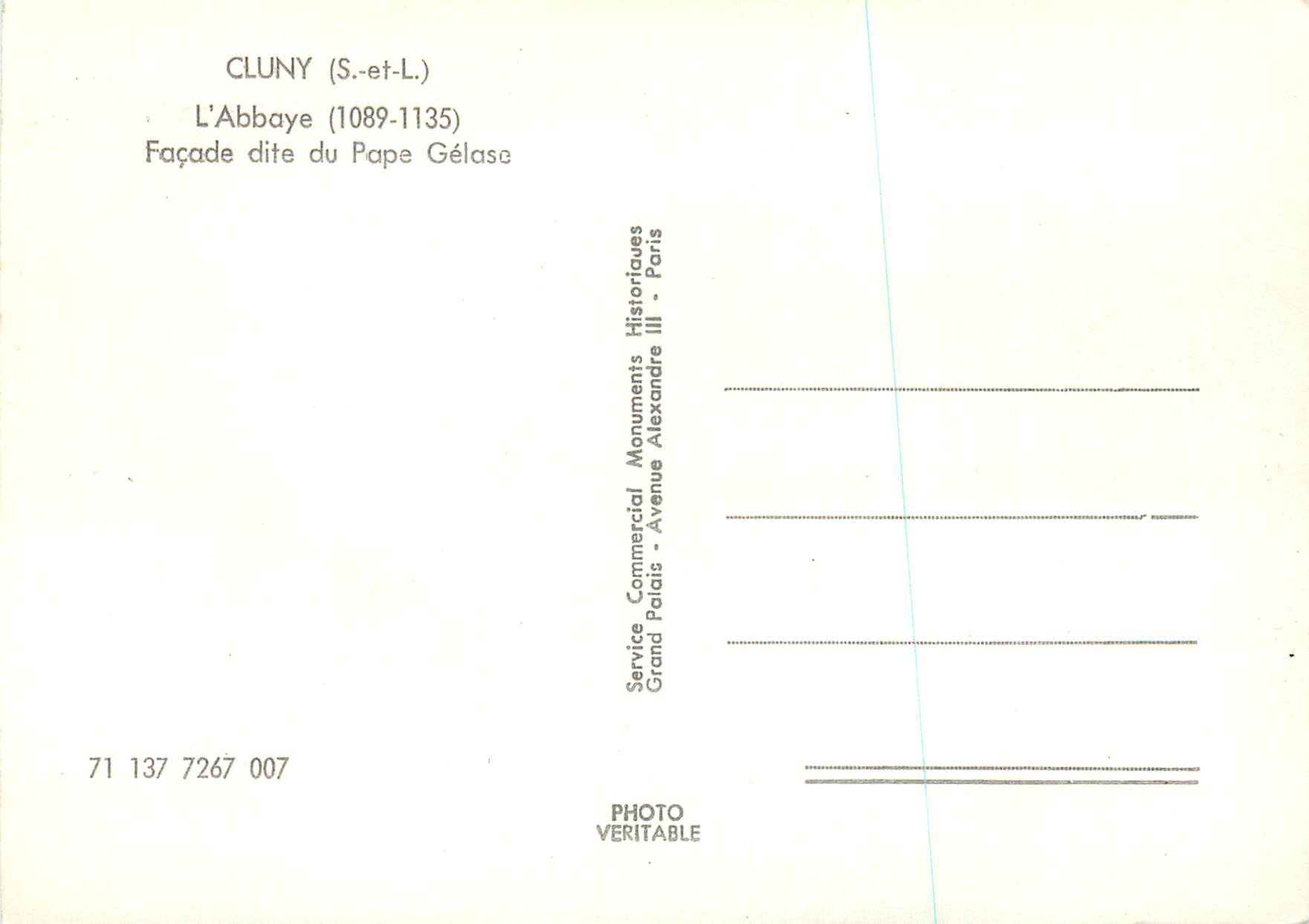CPM Cluny (S et L) l'Abbaye Facade Dite du Pape Gelase — Rückseite