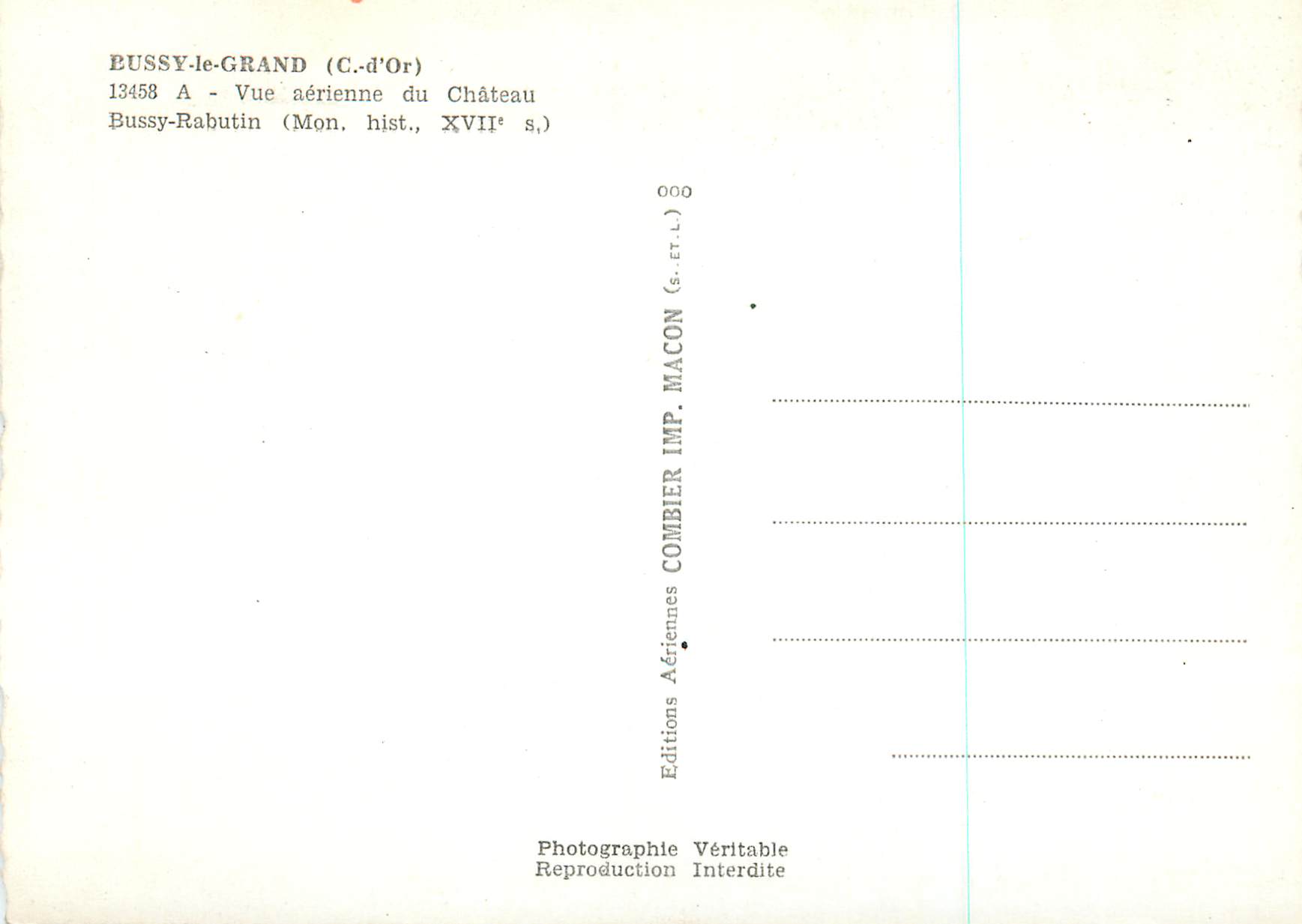 Bussy-le-Grand (C.-d'Or) — Vue aérienne du Château — Éditions Aériennes Combier — Reverso