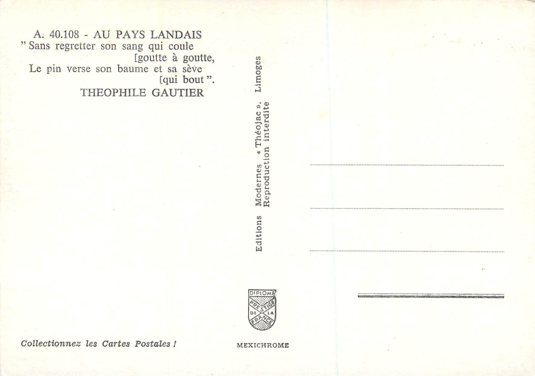 Extraction du latex — Pays Landais — Éditions Diplôme — Rückseite