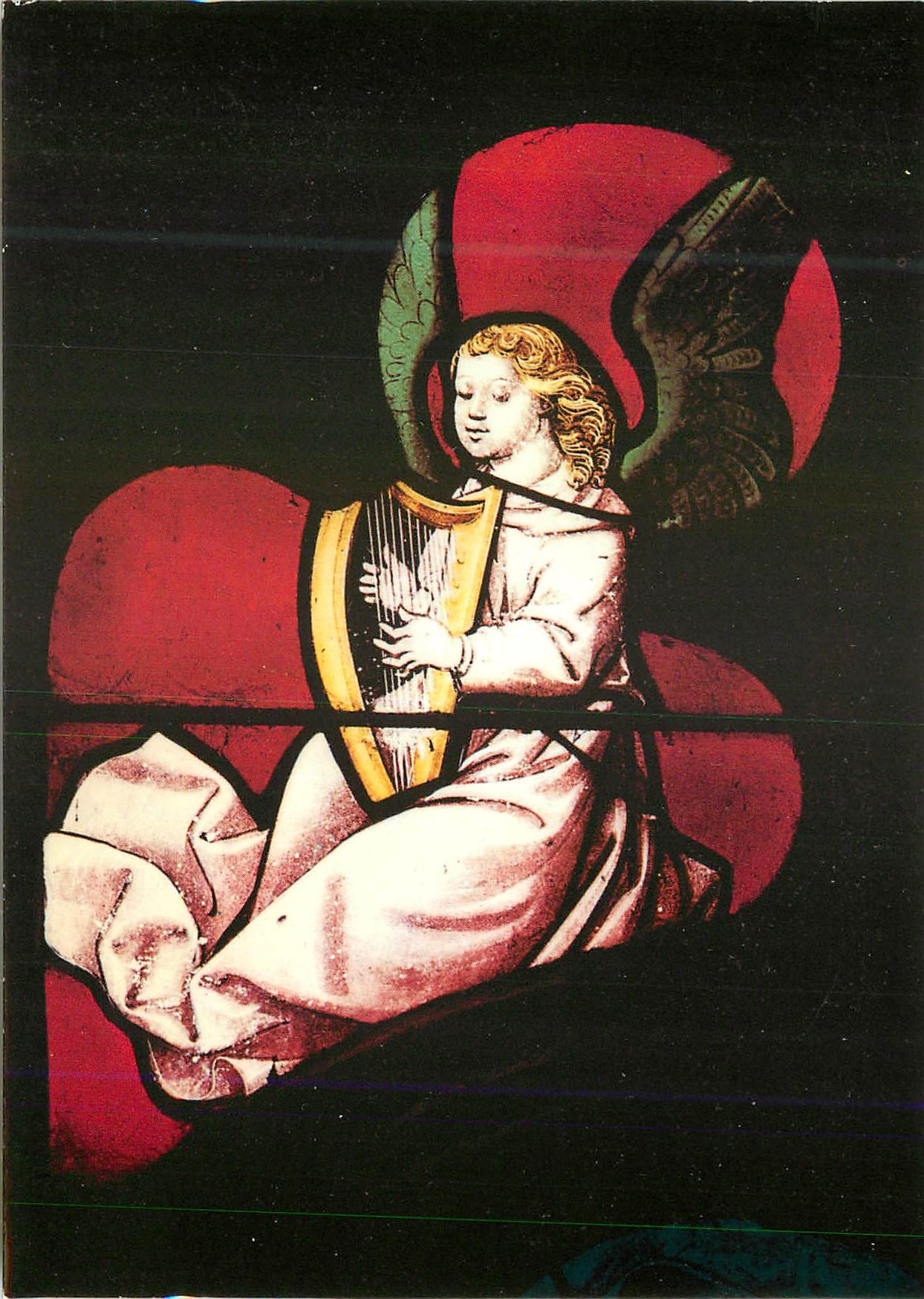 Autun - Kathedrale Saint-Lazare — Jesse-Baum-Glasfenster — Engel mit Harfe (15. Jh.)