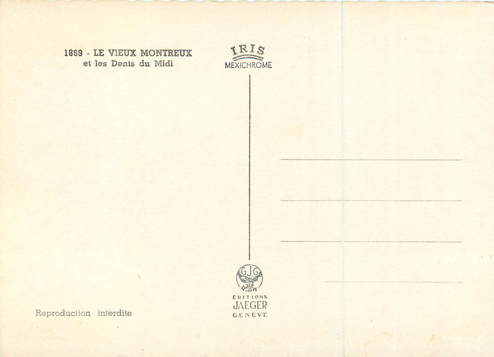 CPM Vieux Montreux et les Dents du Midi — Rückseite