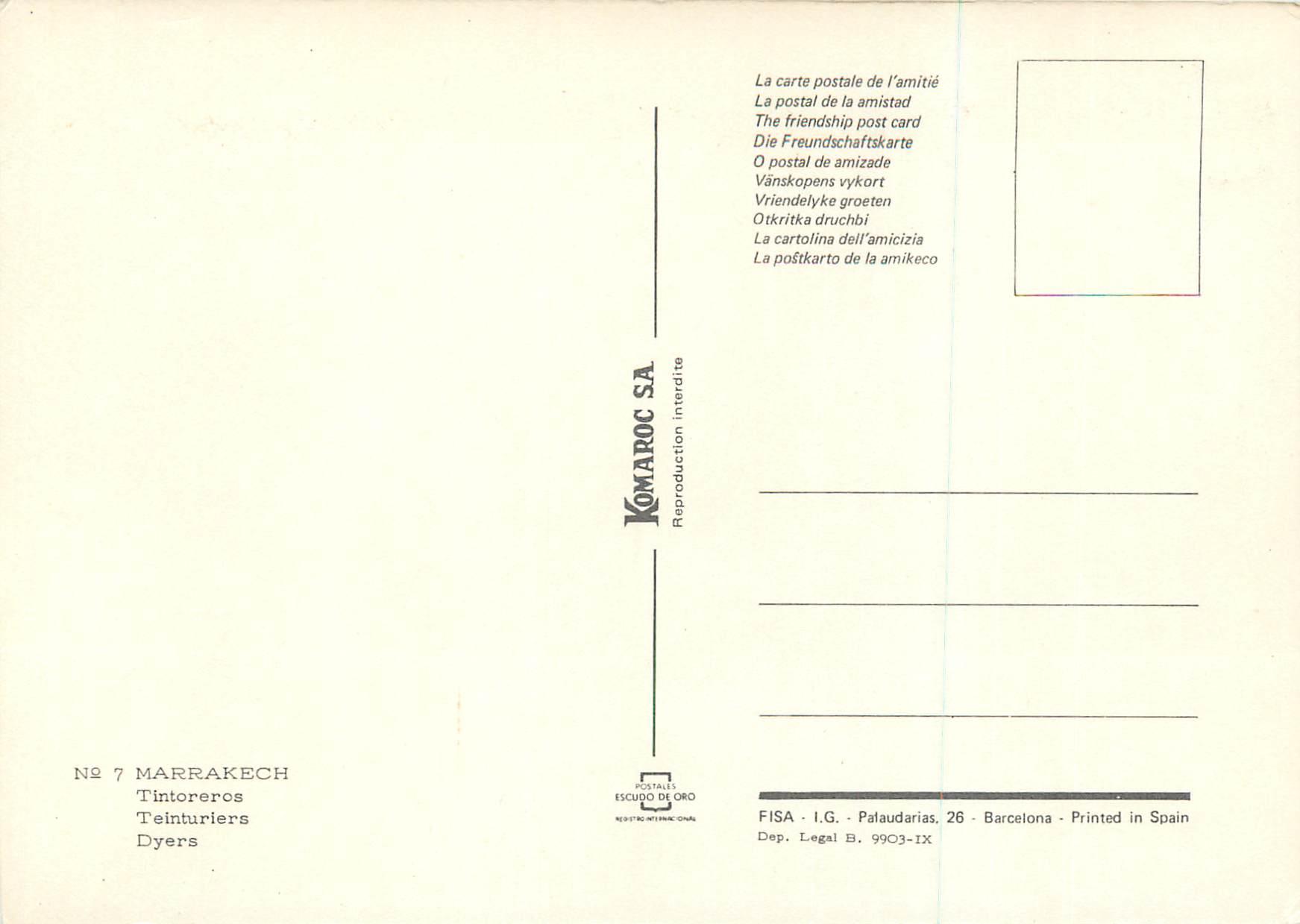 CPM Marrakech Tintoreros — Back