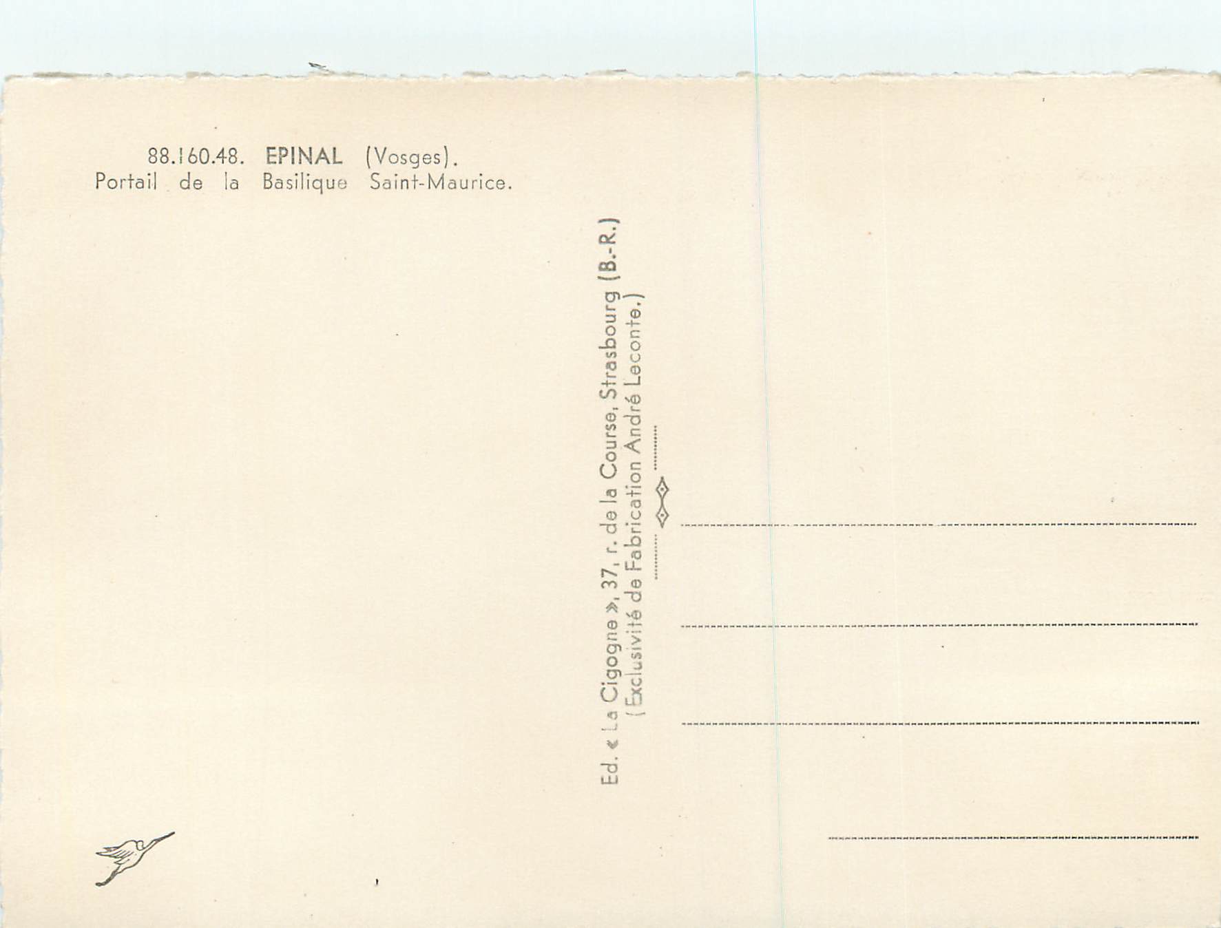 CPM Epinal (Vosges) Portail de la Basilique Saint Maurice — Rückseite