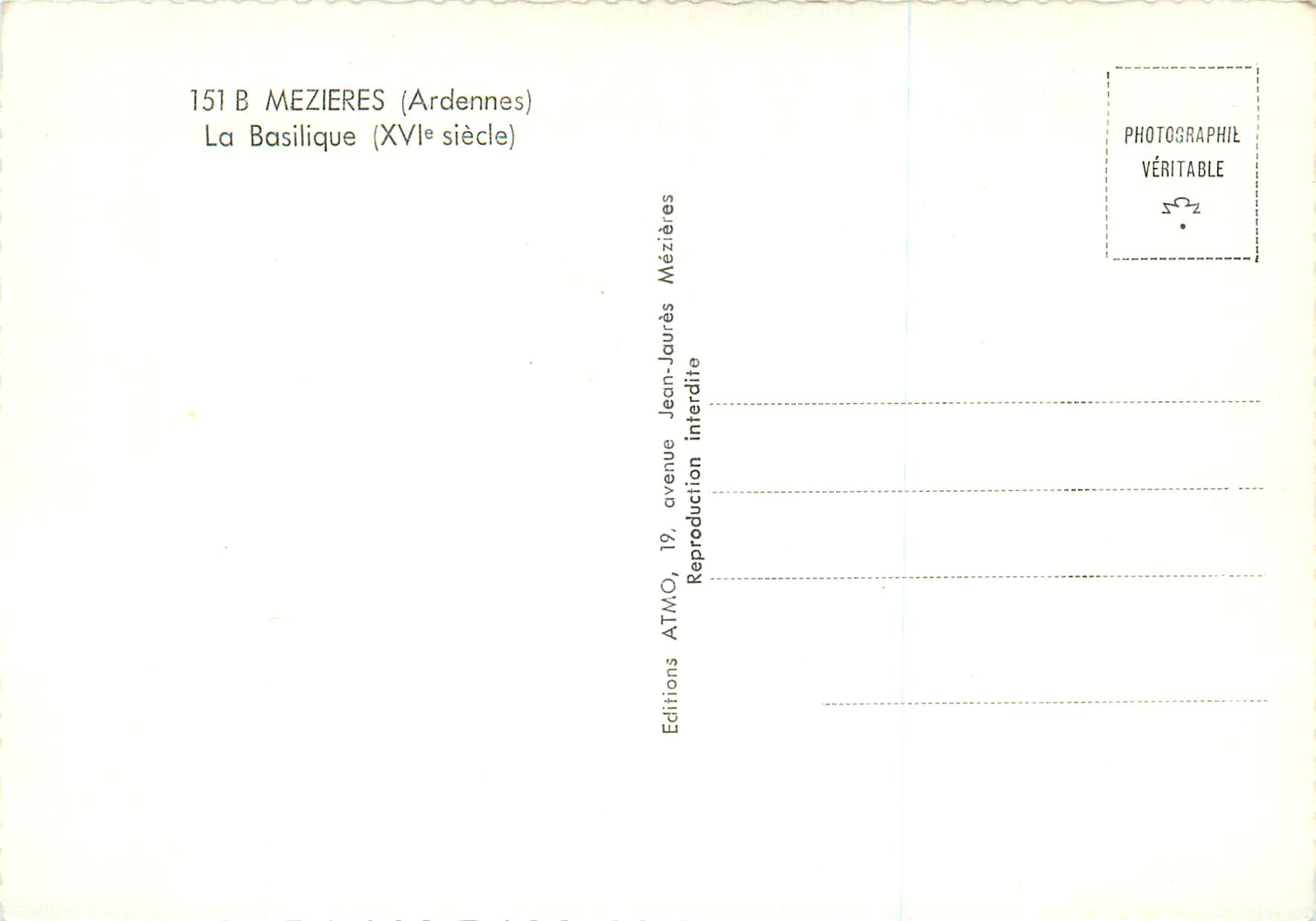CPM Mizieres (Ardennes) La Basilique (XVIe Siecle) — Rückseite