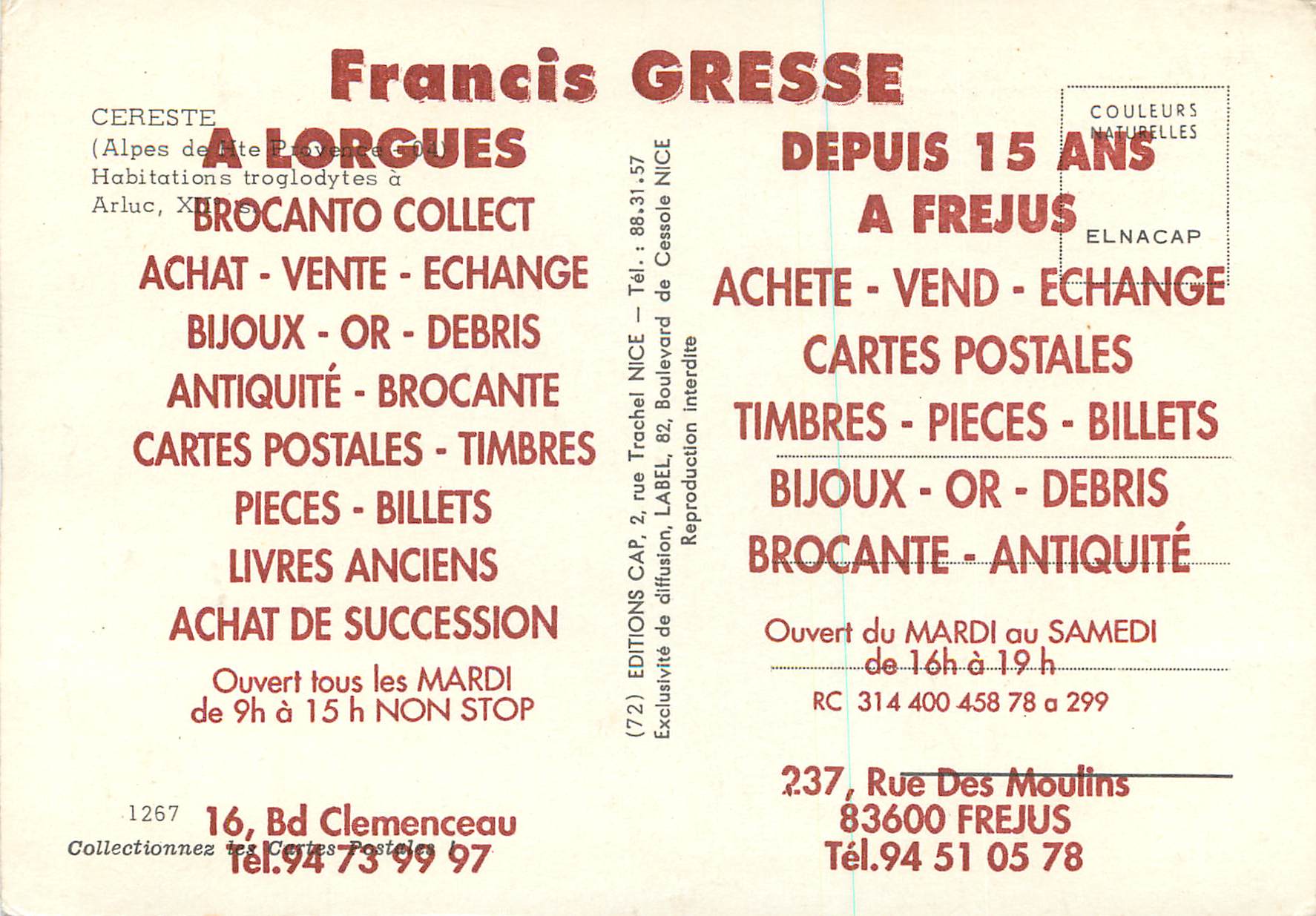 CPM Cereste (Alpes de Hte Provence) Habitations Troglodytes a Arluc — Verso