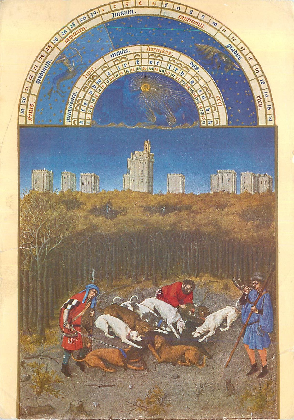 Les très riches heures du duc de Berry — Décembre - La curée — École française, xve siècle