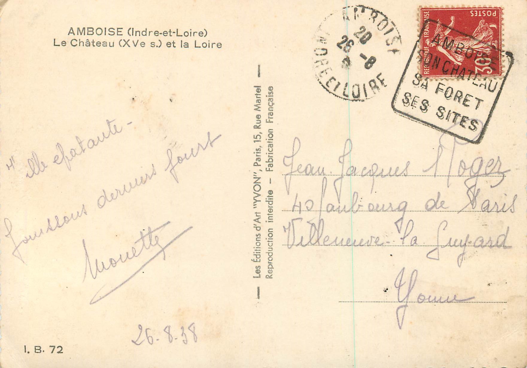 CPM Amboise (Indre et Loire) Le Chateau (XVe S) et la Loire — Rückseite
