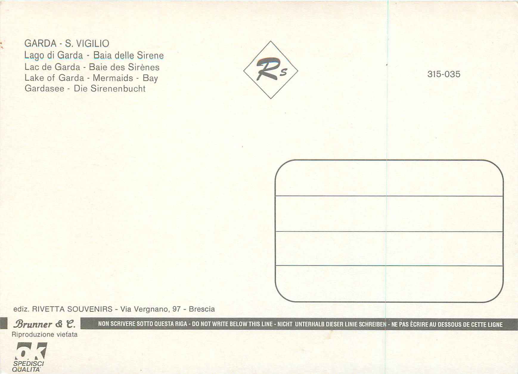 CPM Garda S Vigilio Lac de Garda Baie des Sirenes — Rückseite