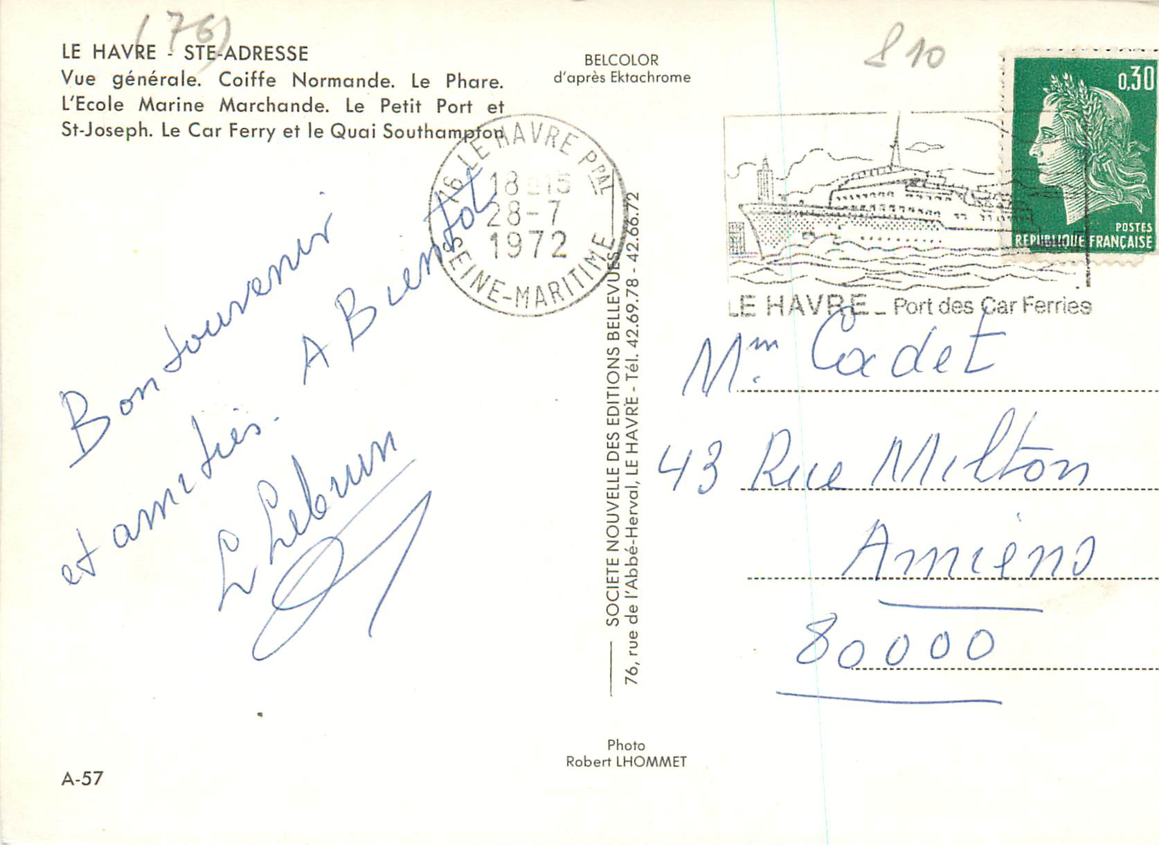 CPM Souvenir Le Havre Ste Adresse Vue Generale — Rückseite