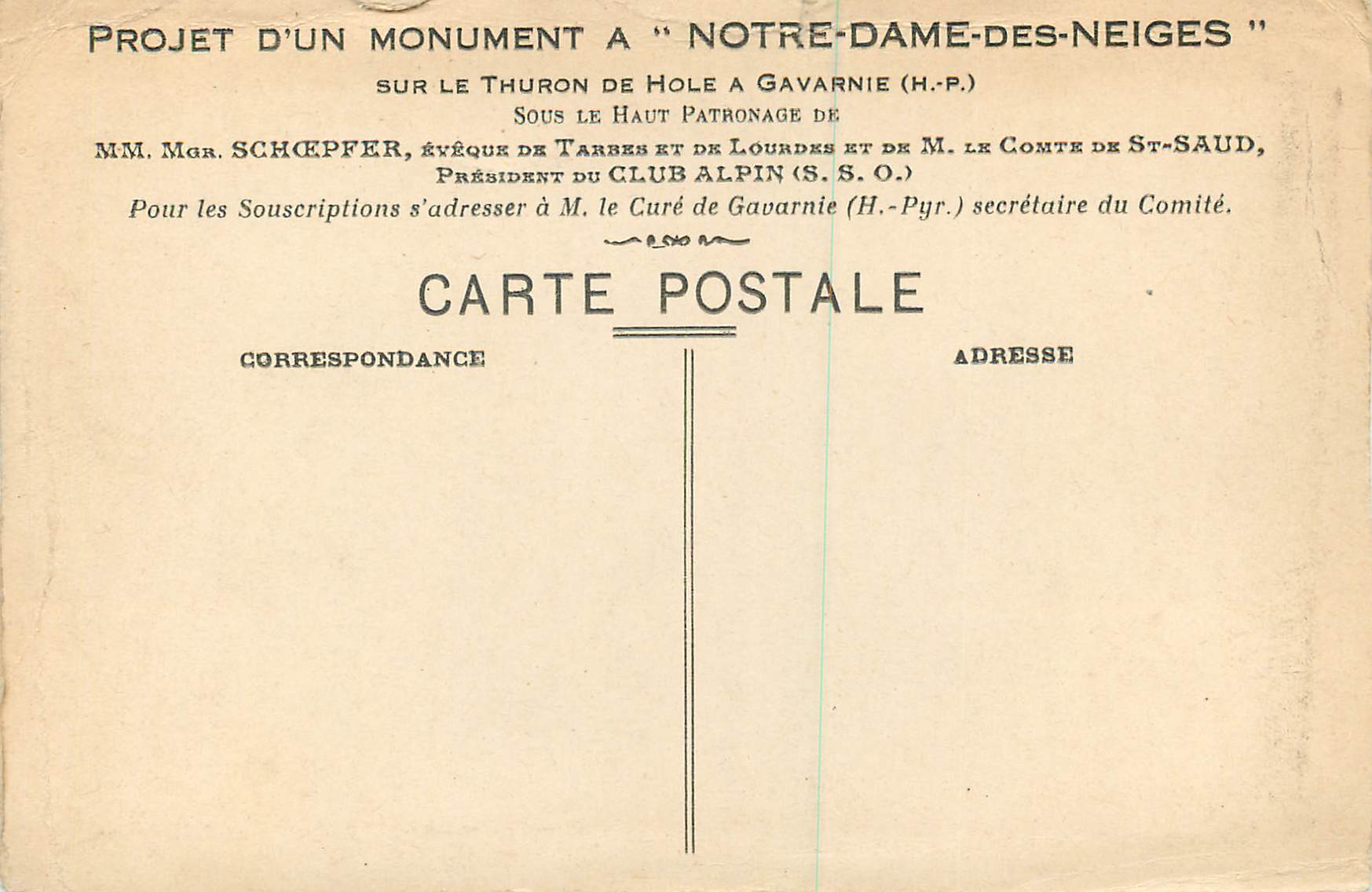 CPM Le Thuron de Hole a Gavarnie (H P) Notre Dame des Neiges — Verso