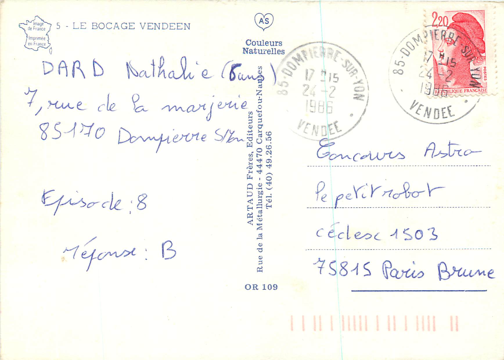 CPM Le Bocage Vendeen Au Pays des Chouans Train Ane Donkey — Rückseite