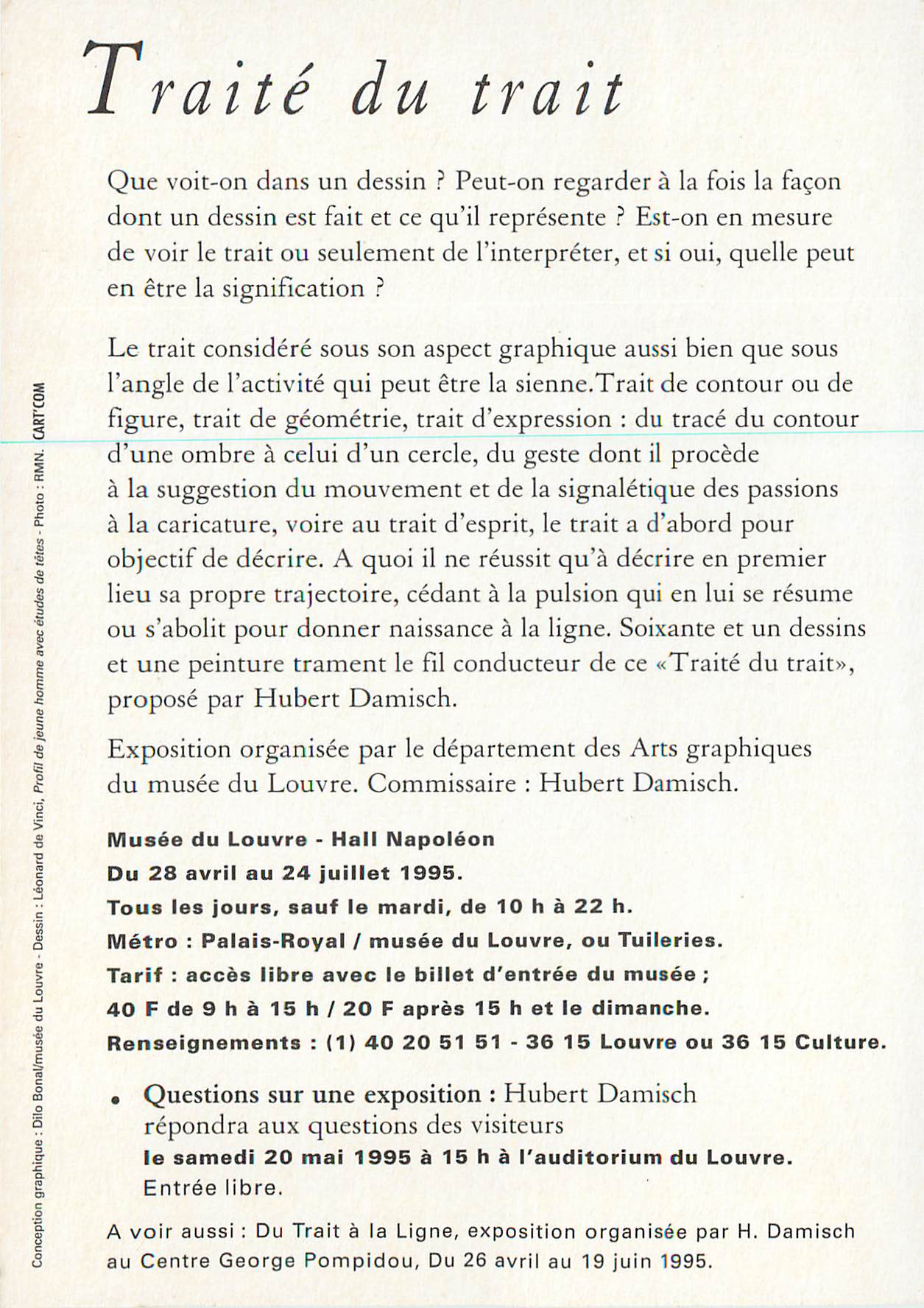 CPM Louvre Traite du Trait du 28 Avril au 24 Juillet 1995 — Rückseite