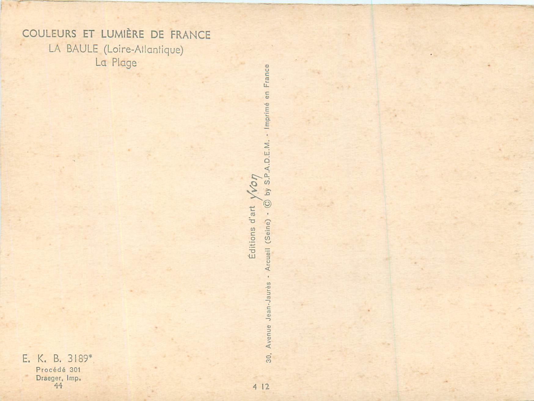 CPM La Baule (Loire Atlantique) Couleurs et Lumiere de France La Plage — Back