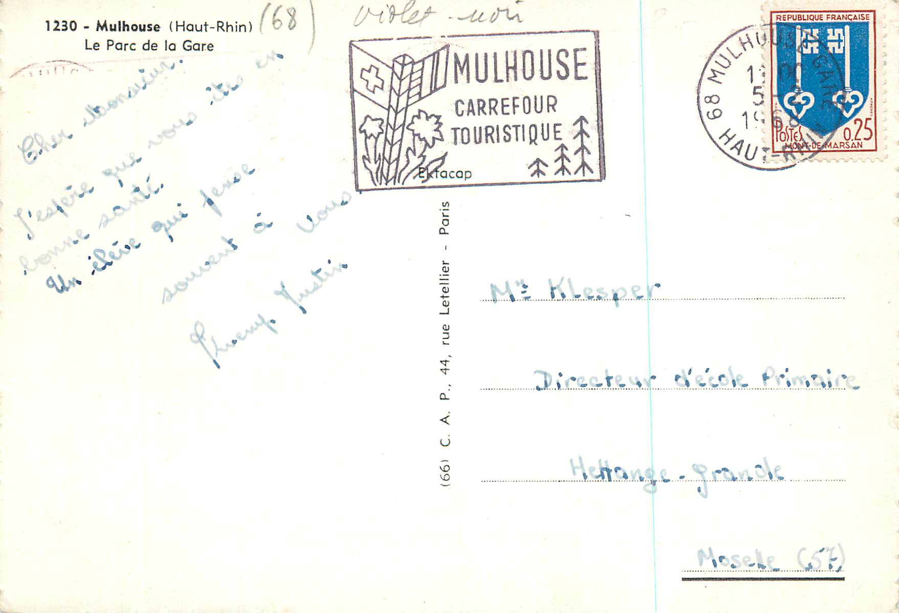 Société Commerciale des Pivatiales Palaise — Mulhouse — Éditeur Carrefour Touristique — Rückseite