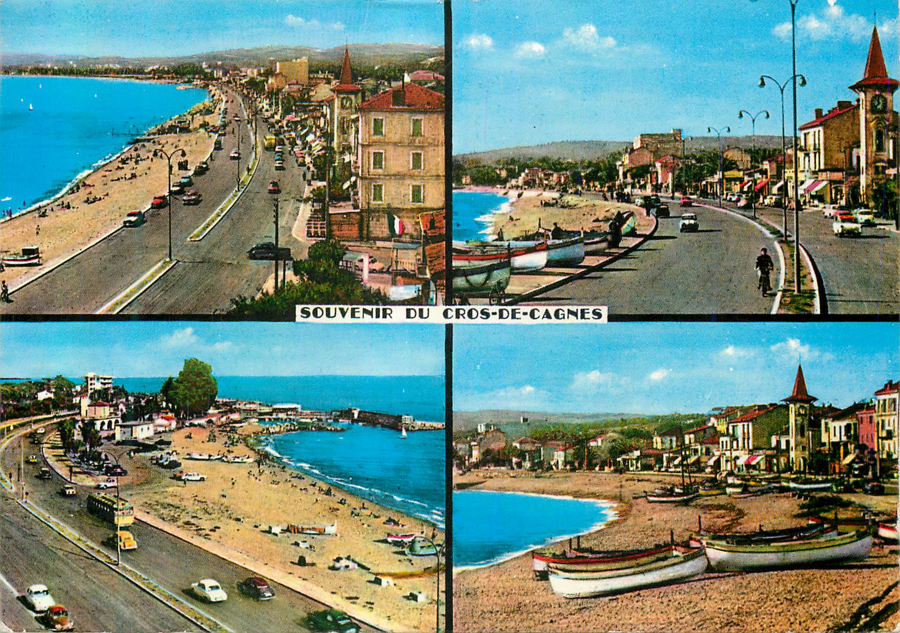 CPM Souvenir du Cros de Cagnes La Cote d'Azur Vue Generale Les Plages Le Port