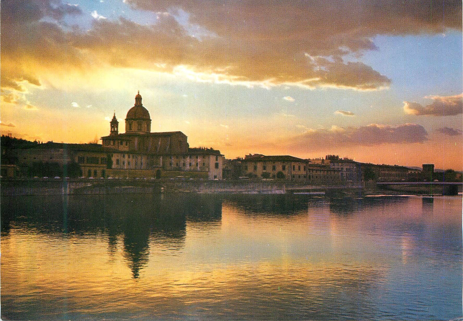 CPM Firenze Le Coucher du Soleil sur l'Arna et Eglise de Cesteiro
