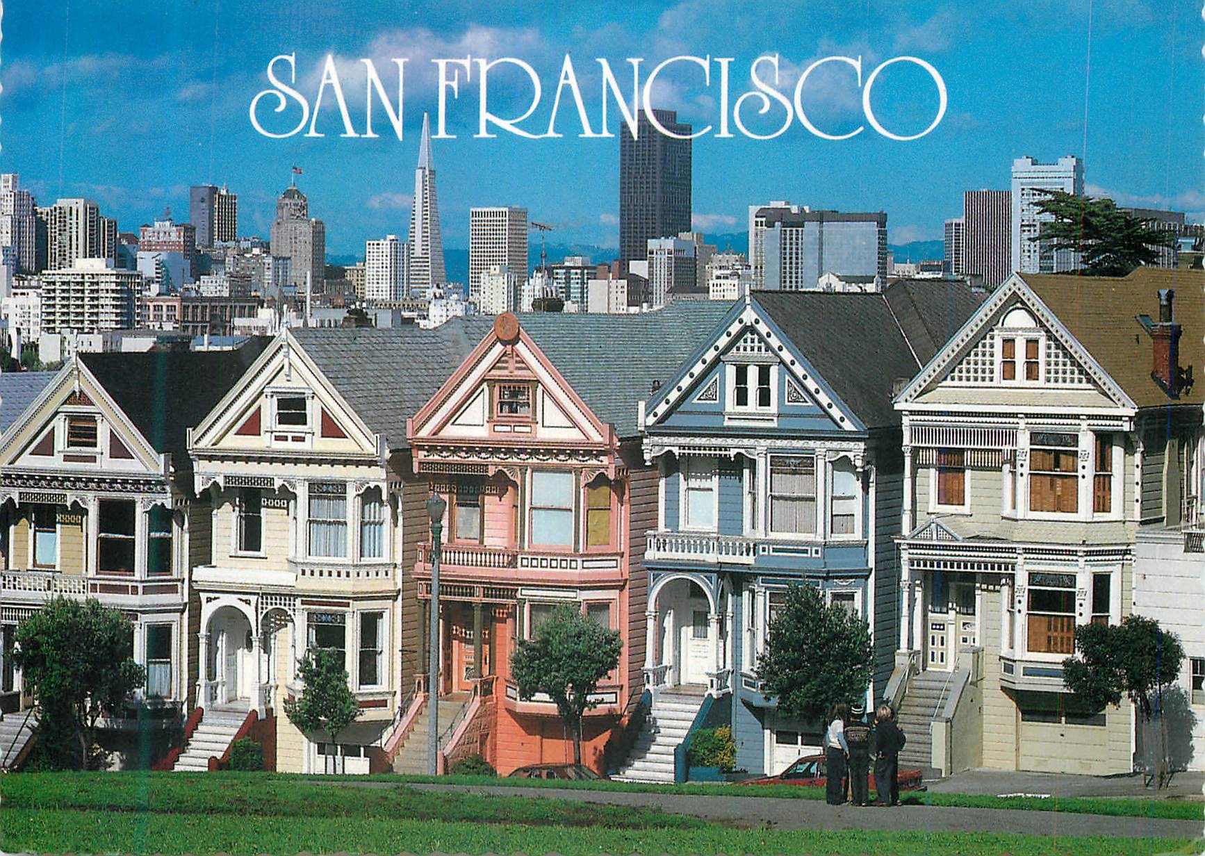 CPM San Francisco Victorian Homes Line Steiner Street is Seen from Alamo Park