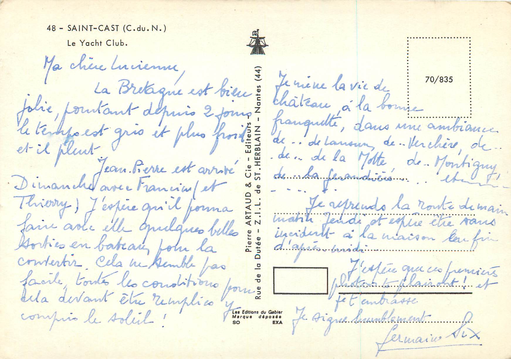 CPM Saint Cast (C du N) Le Yacht Club — Rückseite
