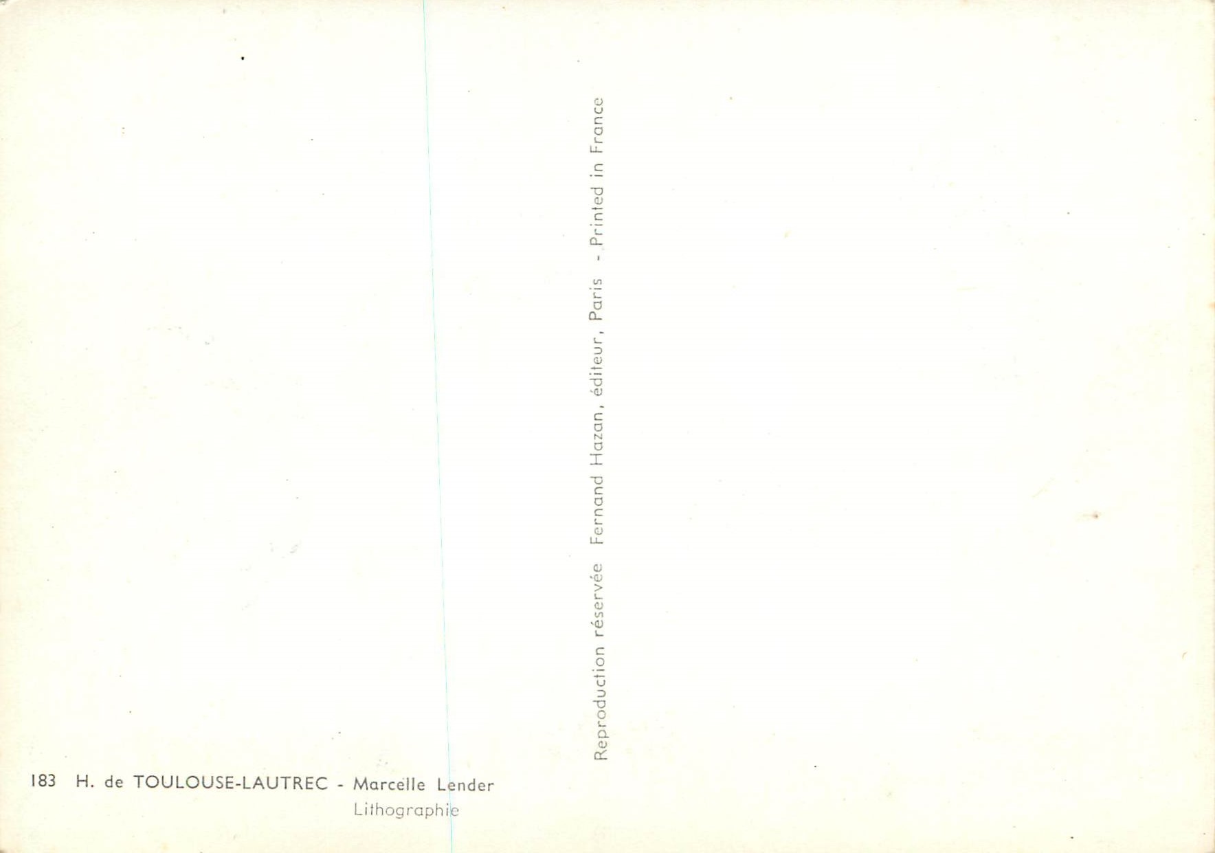 CPM H de Toulouse Lautrec Marcelle Lender — Verso
