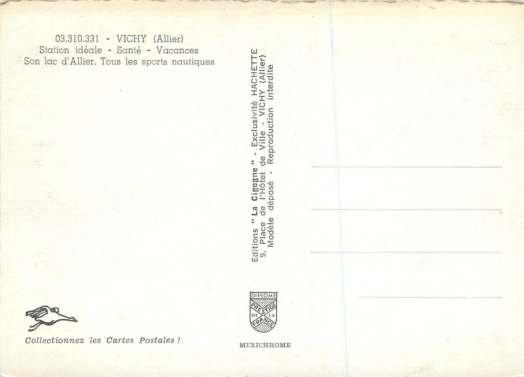 CPM Vichy Lac d'Allier — Rückseite