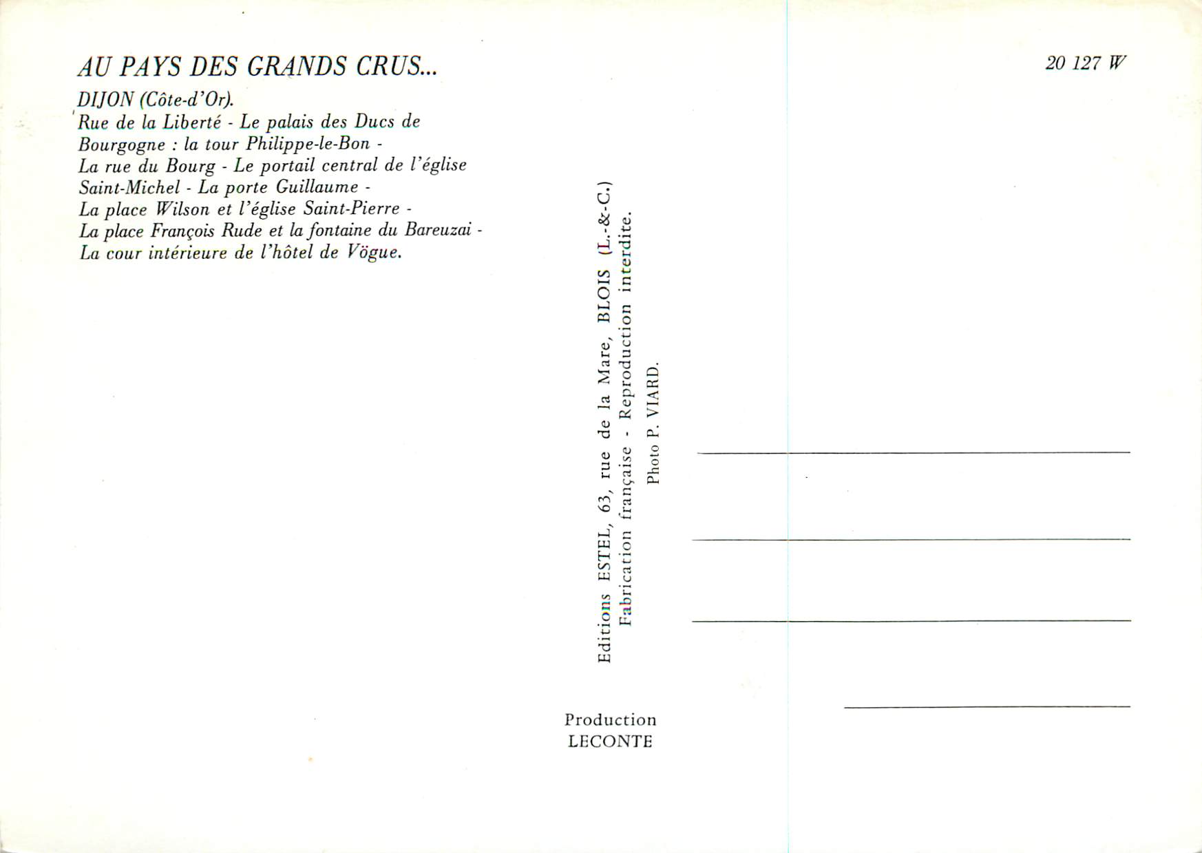 CPA Dijon (Cote d'Or) Au Pays des Grands Crus Divers Aspects — Verso