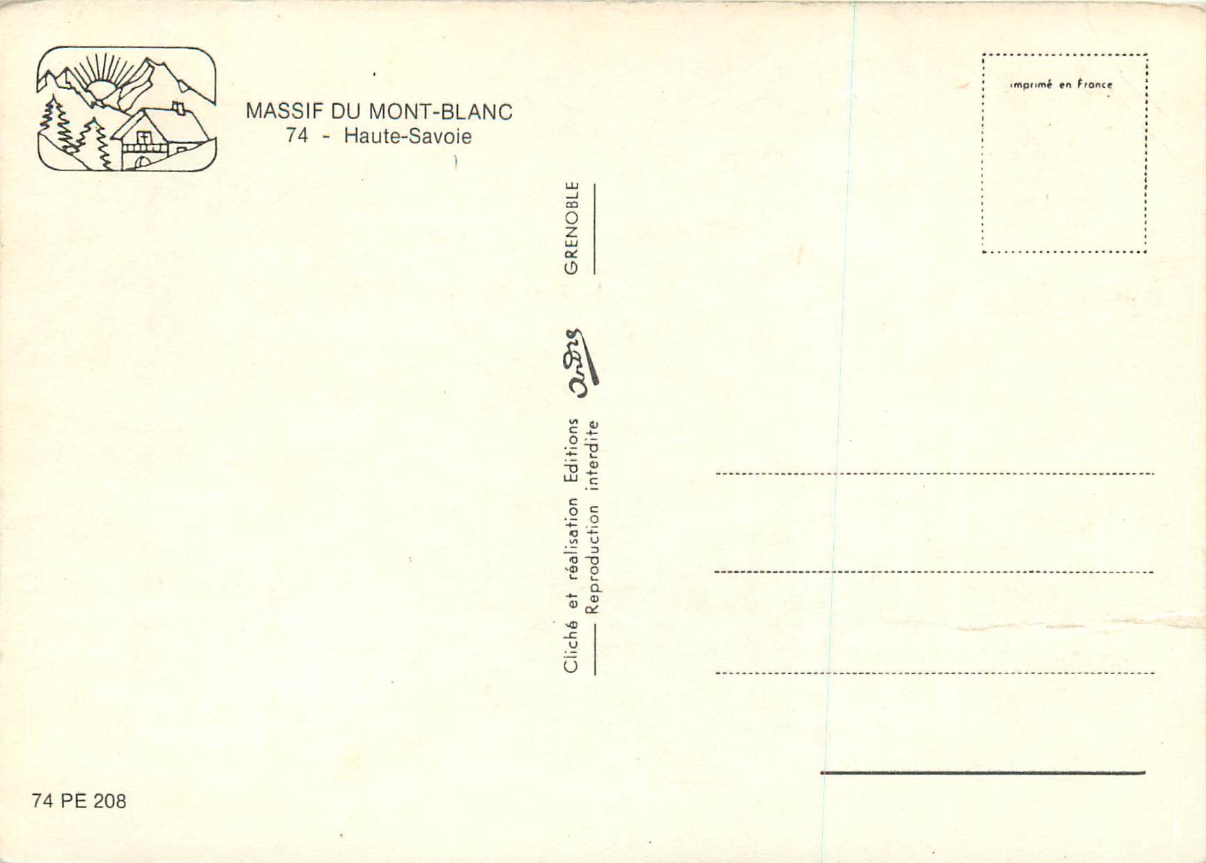 CPA Massif du Mont Blanc Haute Savoie — Verso