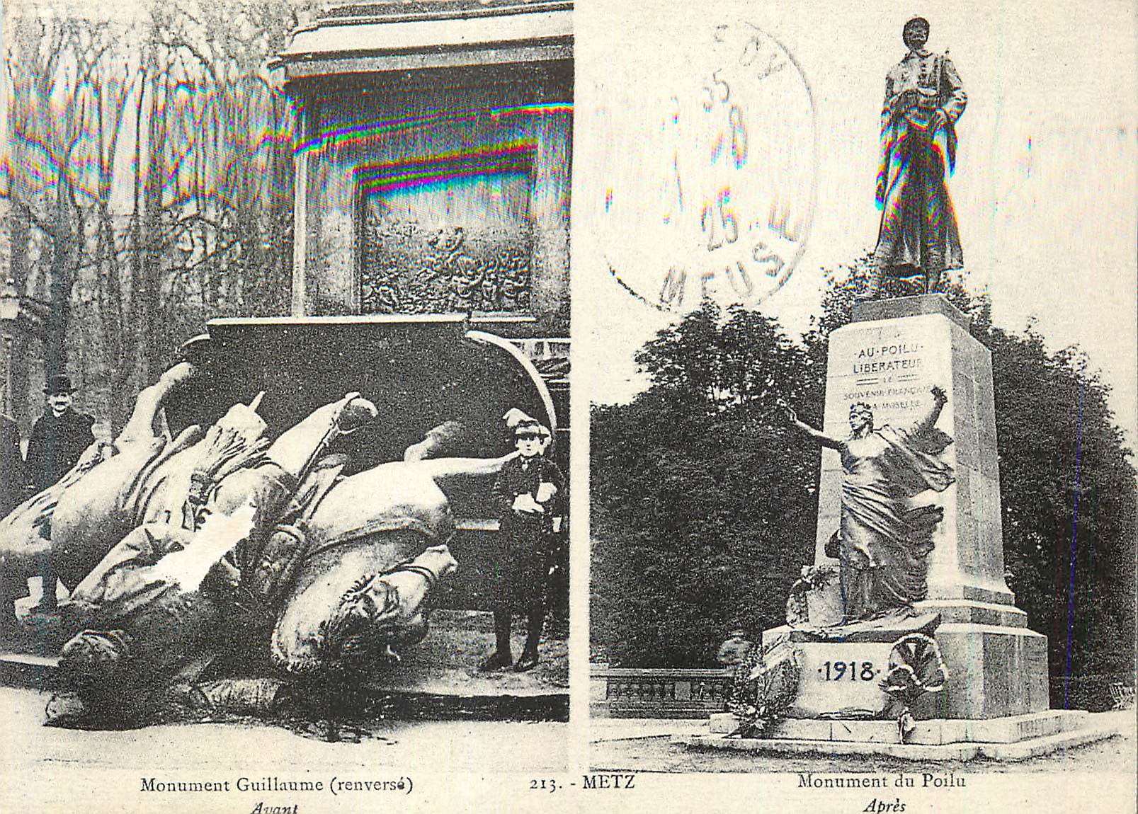 Monument Guillaume (renversé) — avant/après — METZ, 213