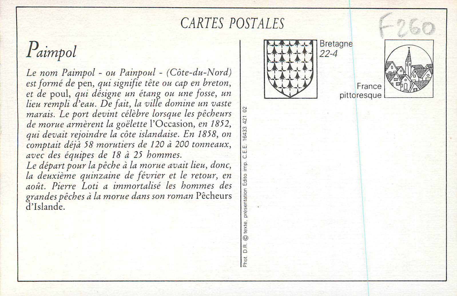 Paimpol — Un coin de la Place, Entrée de la Rue de l'Église — Coll. B. Hamonic, Si B. — Achterkant