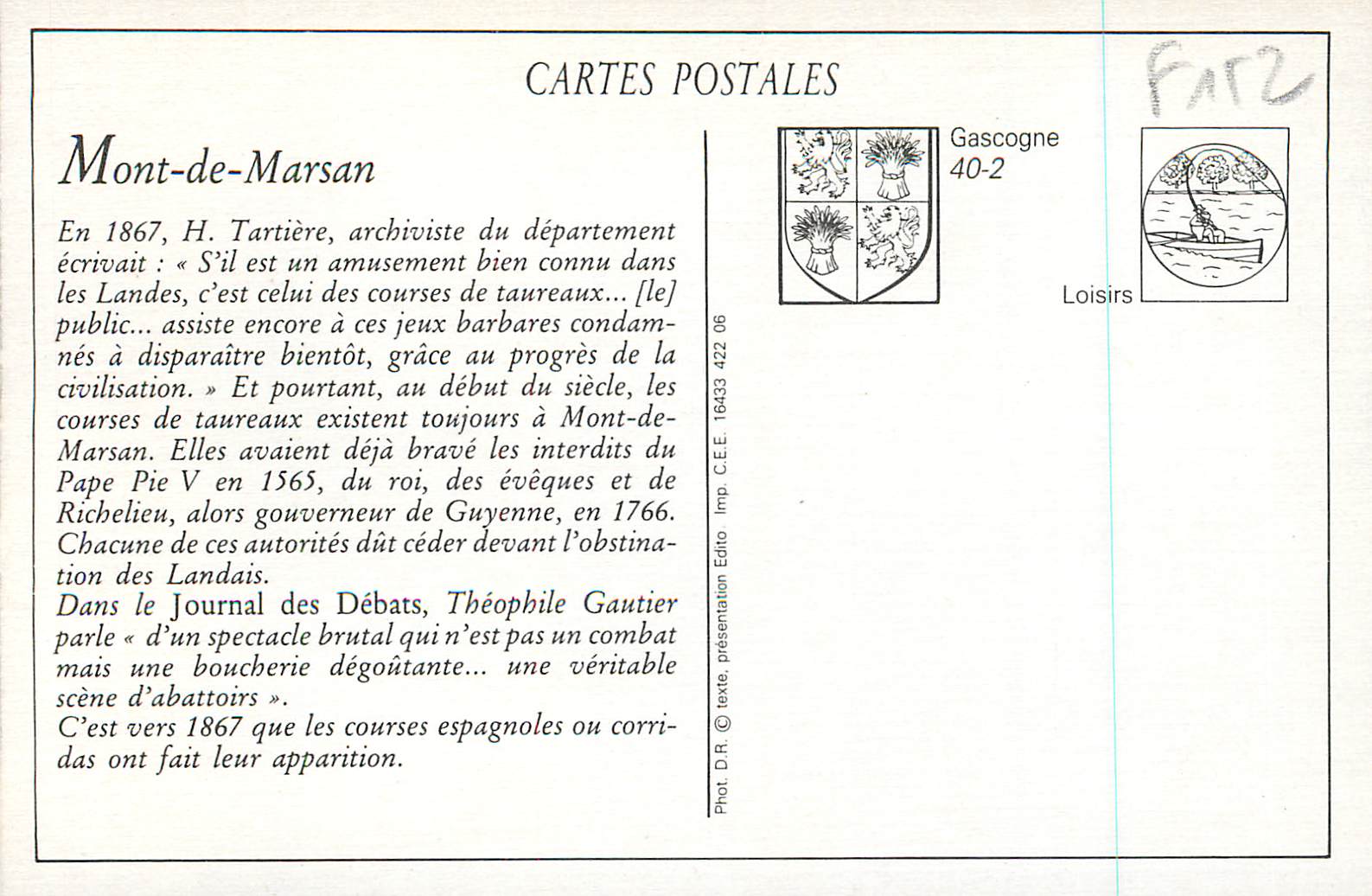 REPRO Mont de Marsan Course Espagnoles Corrida — Rückseite