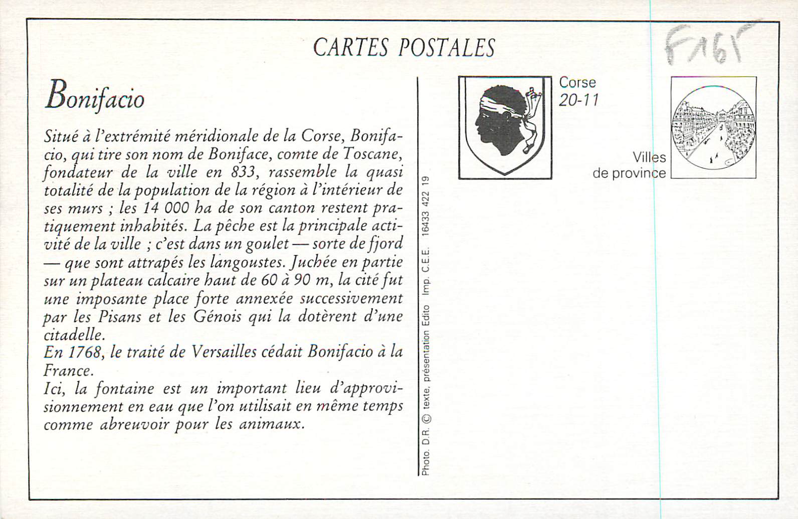 REPRO Bonifacio La Fontaine Porteurs d'Eaux — Rückseite