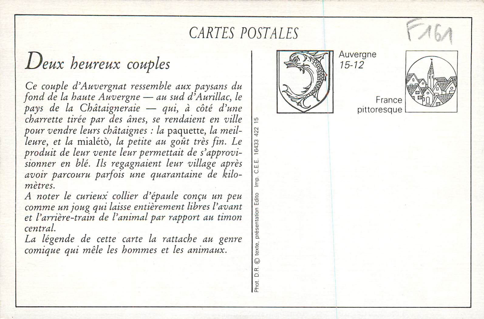 Deux heureux couples — Auvergne — Types d'Auvergne 587 — Verso