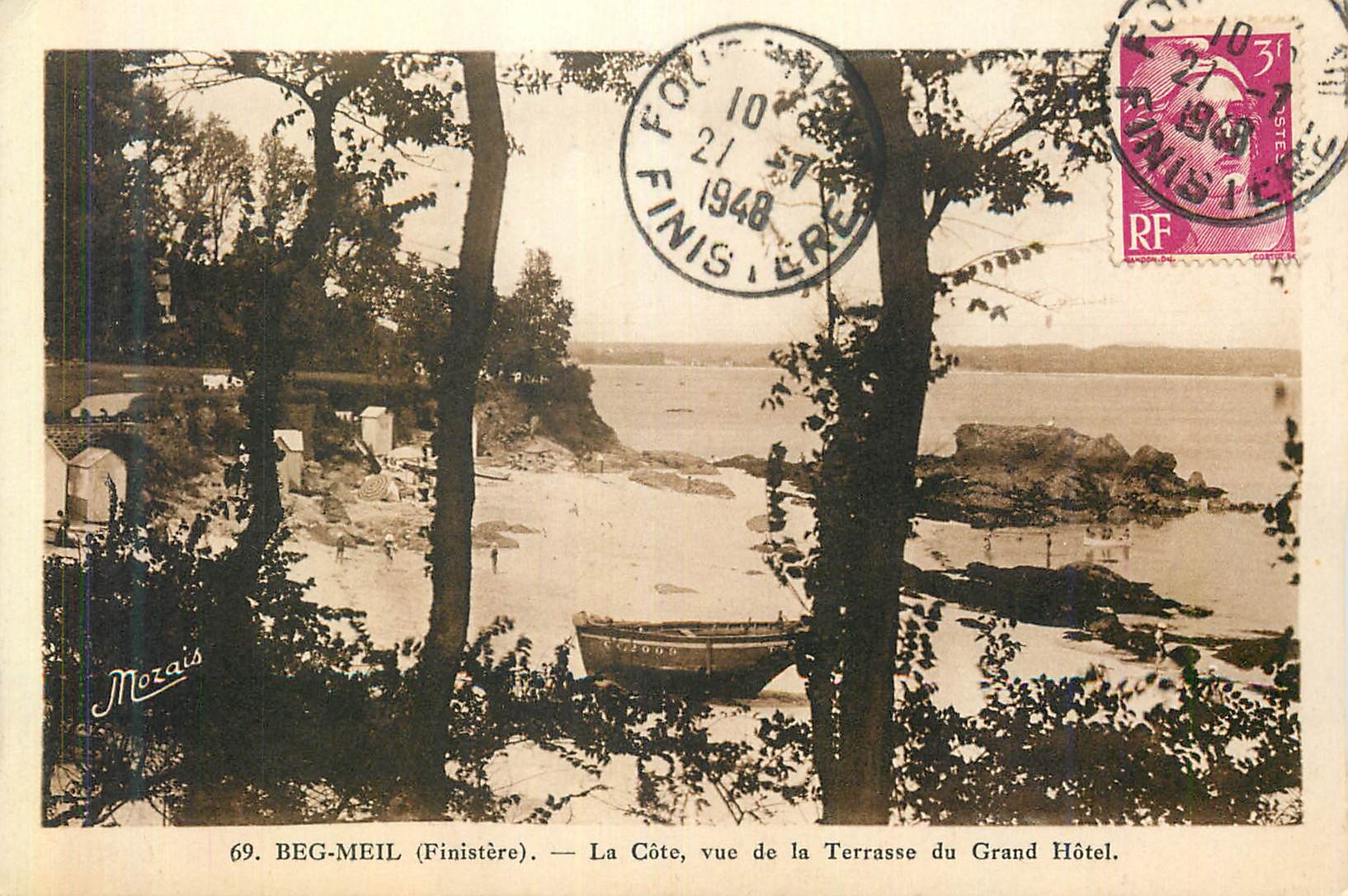 CPA Beg Meil (Finistere) La Cote Vue de la Terrasse du Grand Hotel