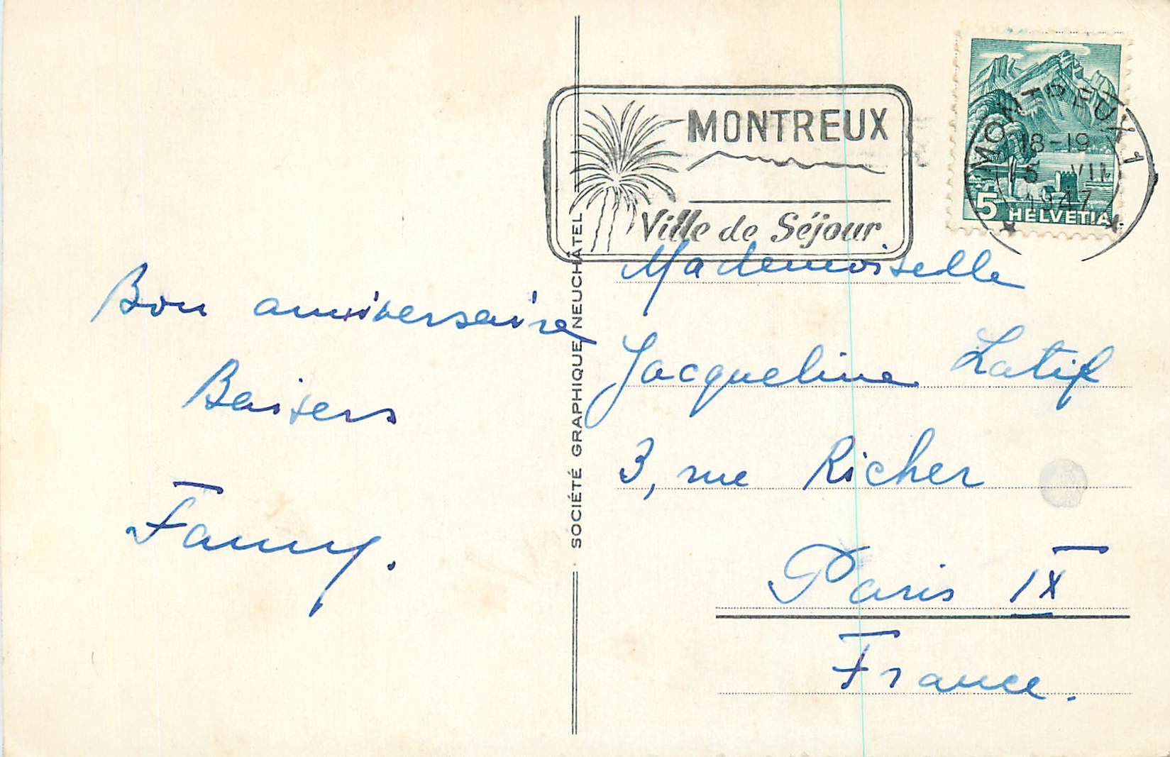 CPA Montreux et Dents du Midi — Rückseite