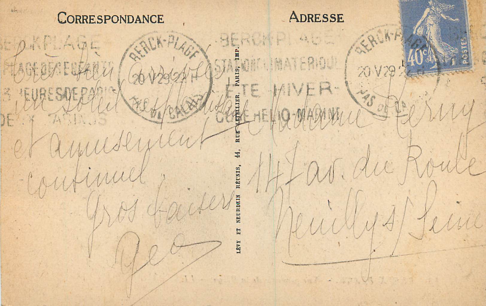 CPA Berck Place Vue Generale de la Plage — Rückseite