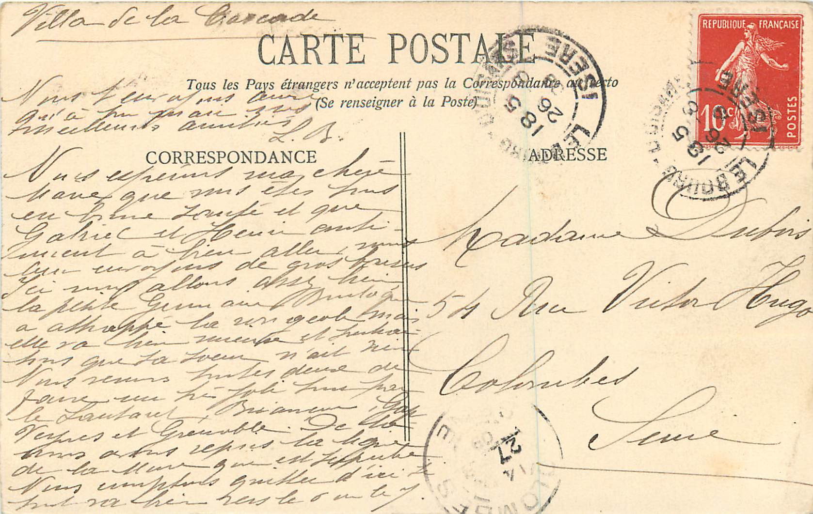 Bourg-d'Oisans, la Rive et la Montagne des Villards — E.R. n°961 — Verso