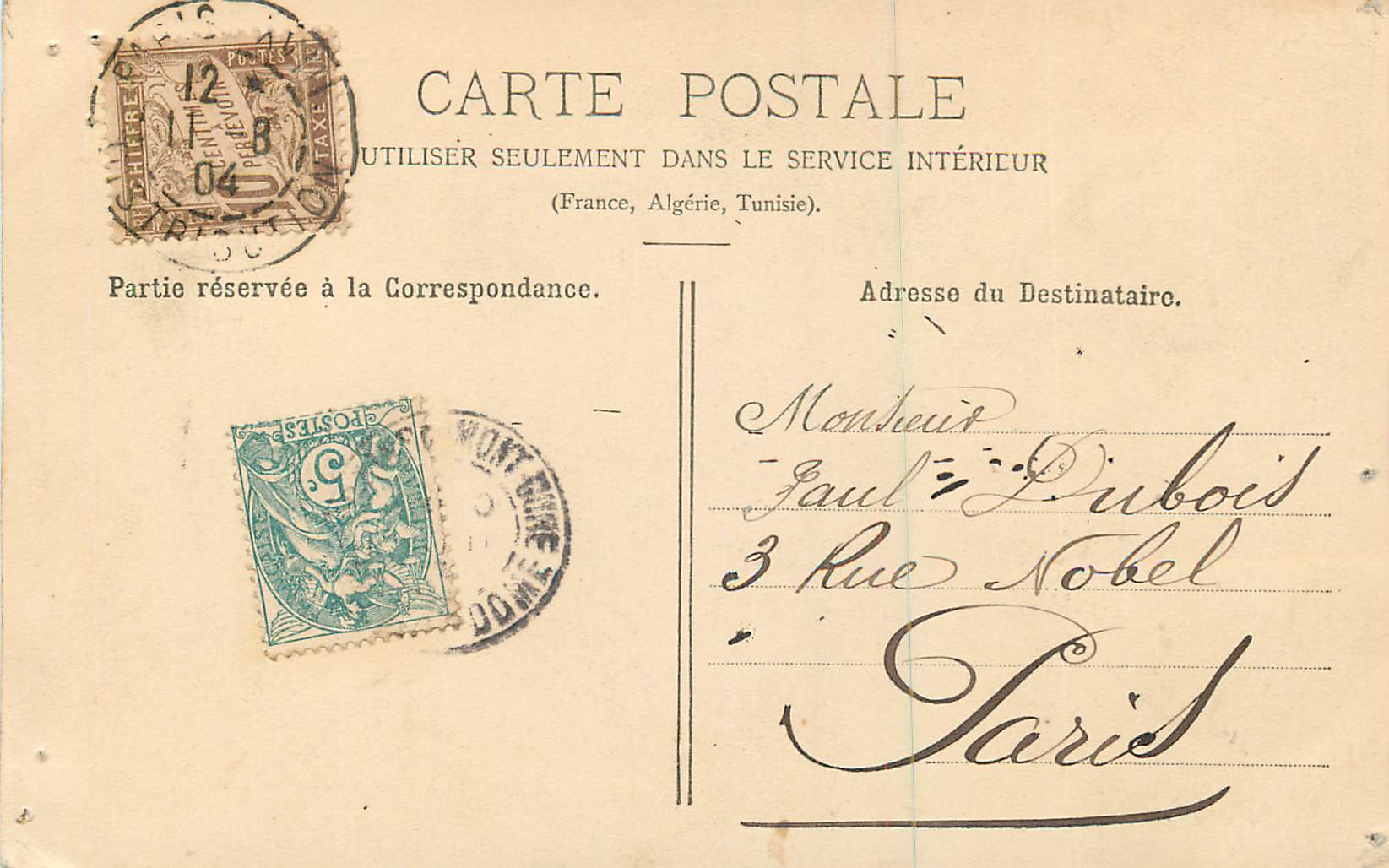 CPA Auvergne Le Mont Dore La Grande Cascade — Verso
