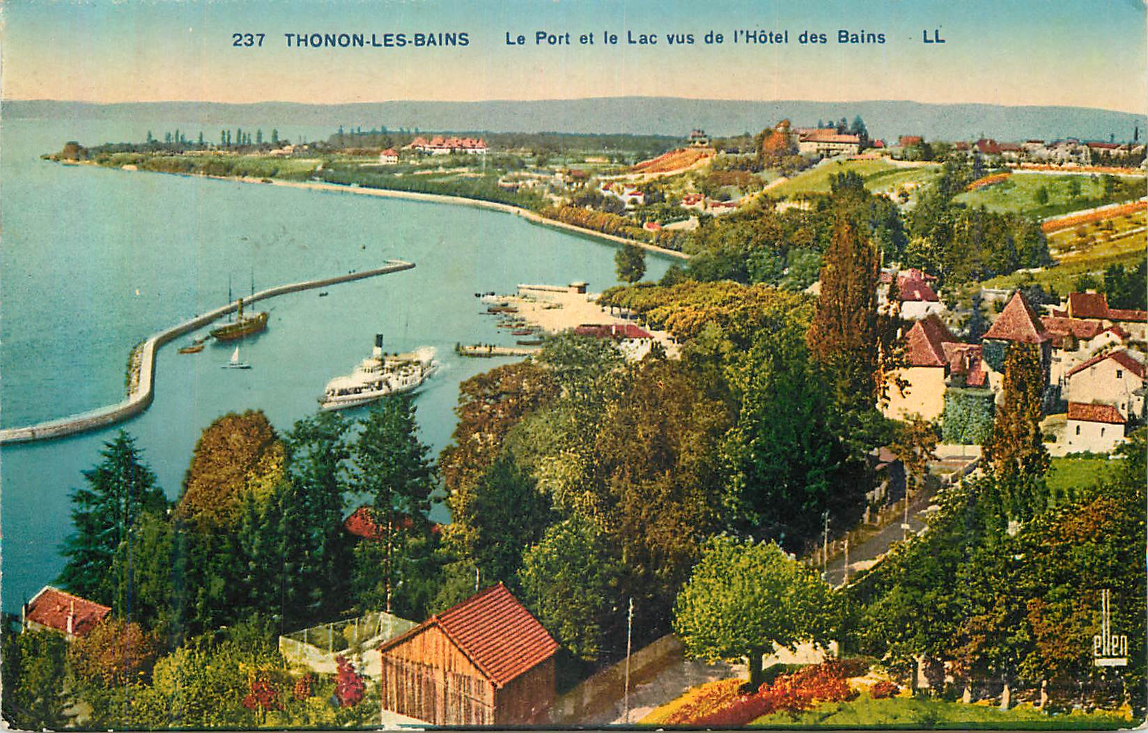 Thonon-les-Bains — Le Port et le Lac vus de l'Hôtel des Bains — Lévy & Neurdein, n°237