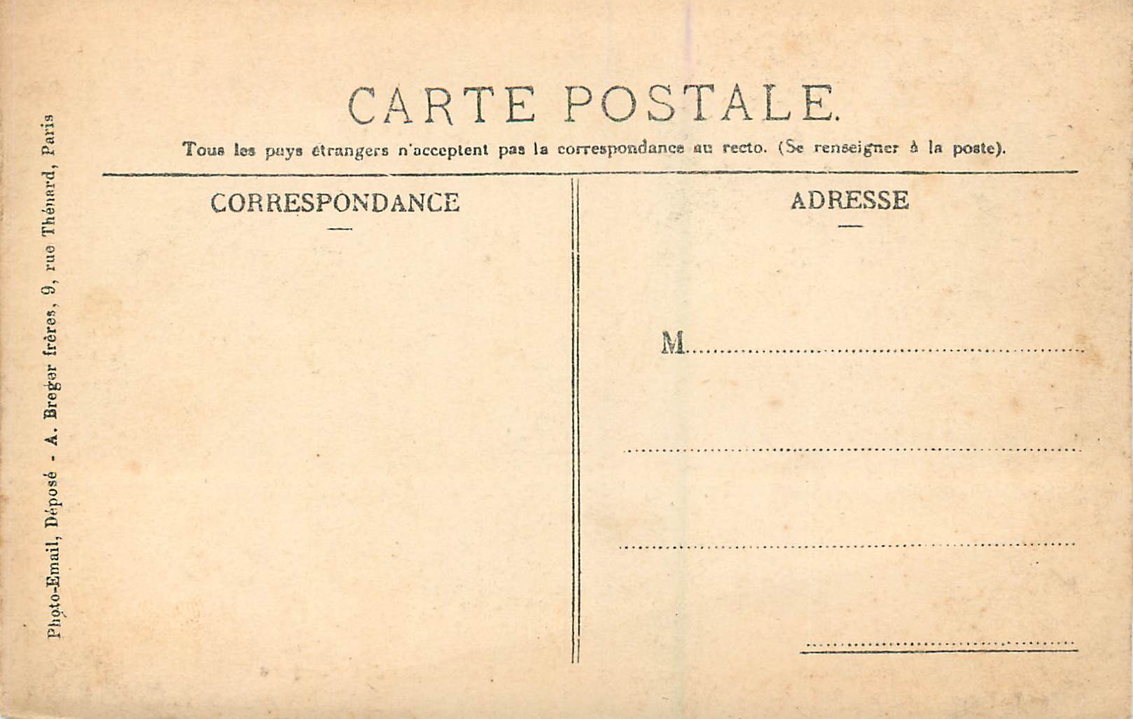 Biarritz — Tempête à la Plage de la Côte des Basques — Édition F. Forest, Lib.-Pap., Bayonne — Rückseite