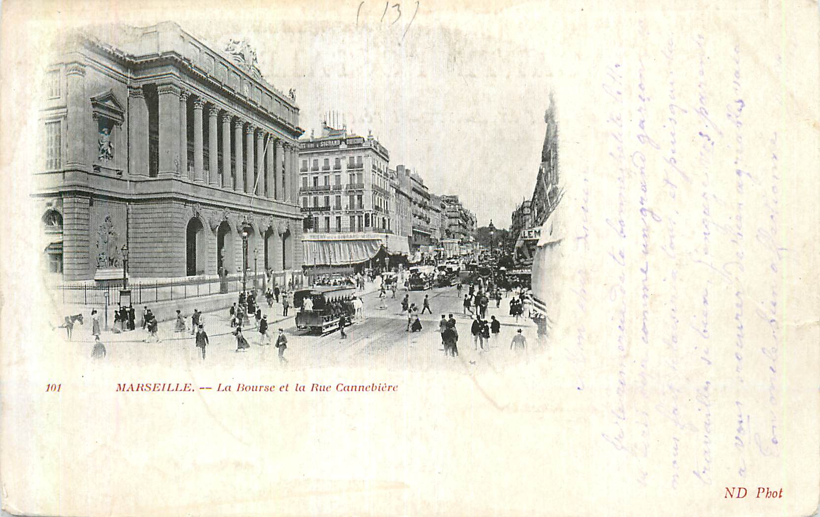 CPA Marseille La Bourse et la Rue Cannebiere