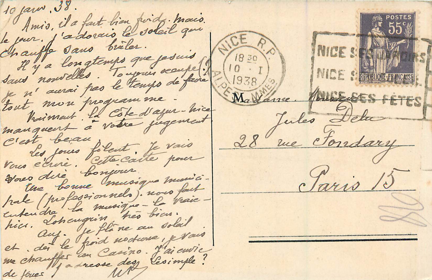CPA Nice Les Jardins du Roi Albert 1er — Rückseite