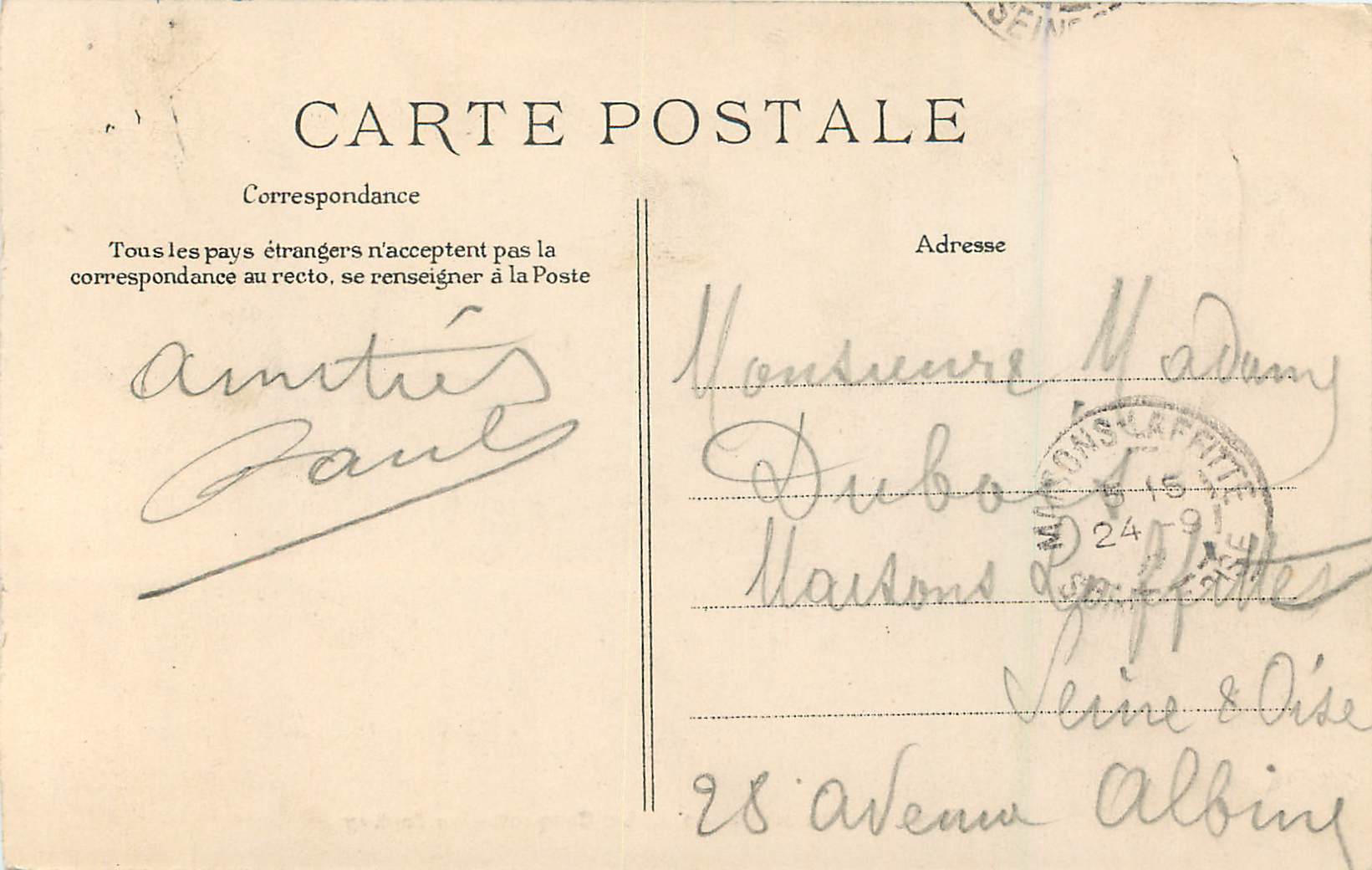 Forêt de Fontainebleau — La Casquette de Jockey — Édition Siret — Verso