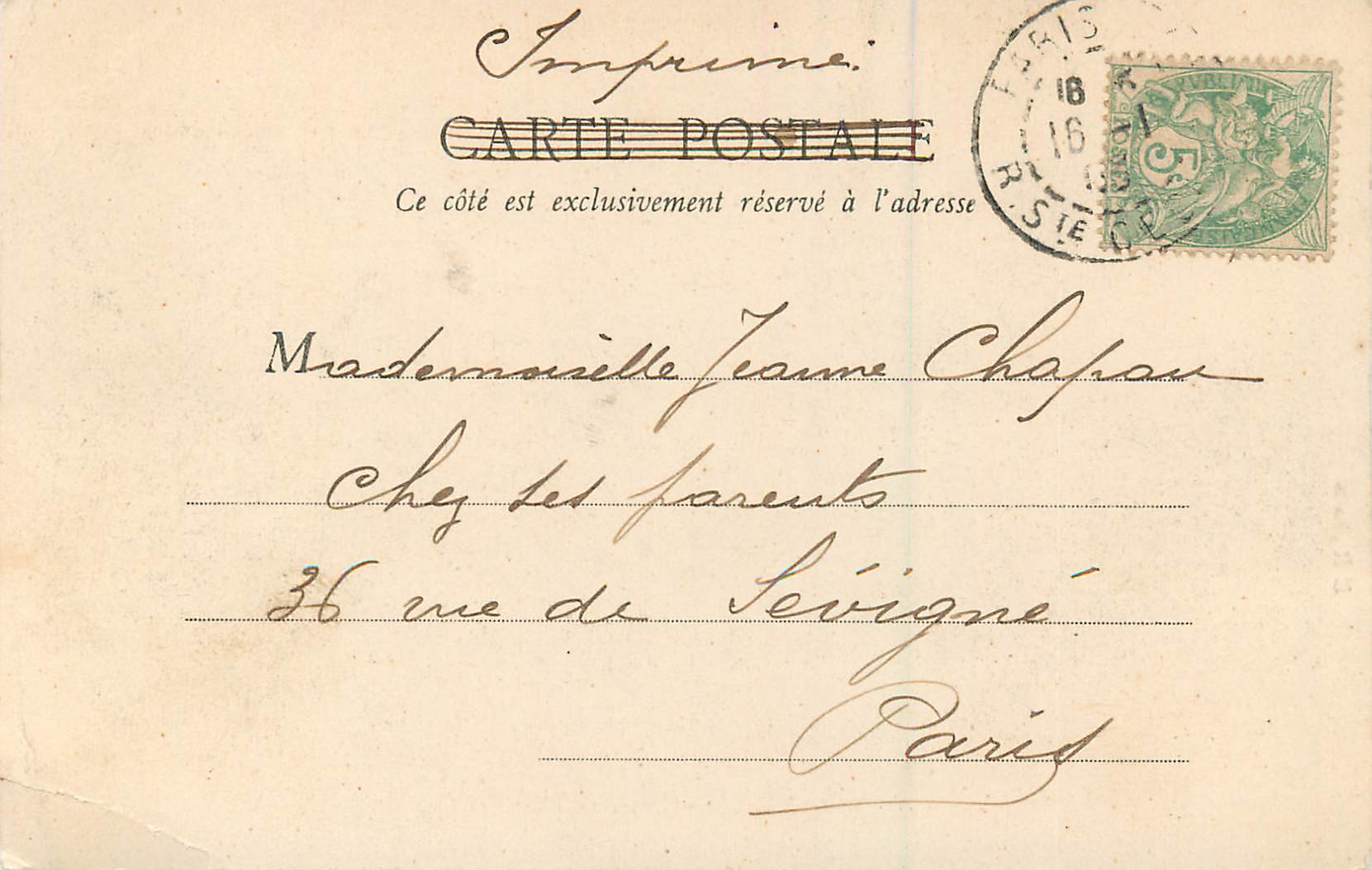 CPA Paris L'Hotel de Ville — Rückseite