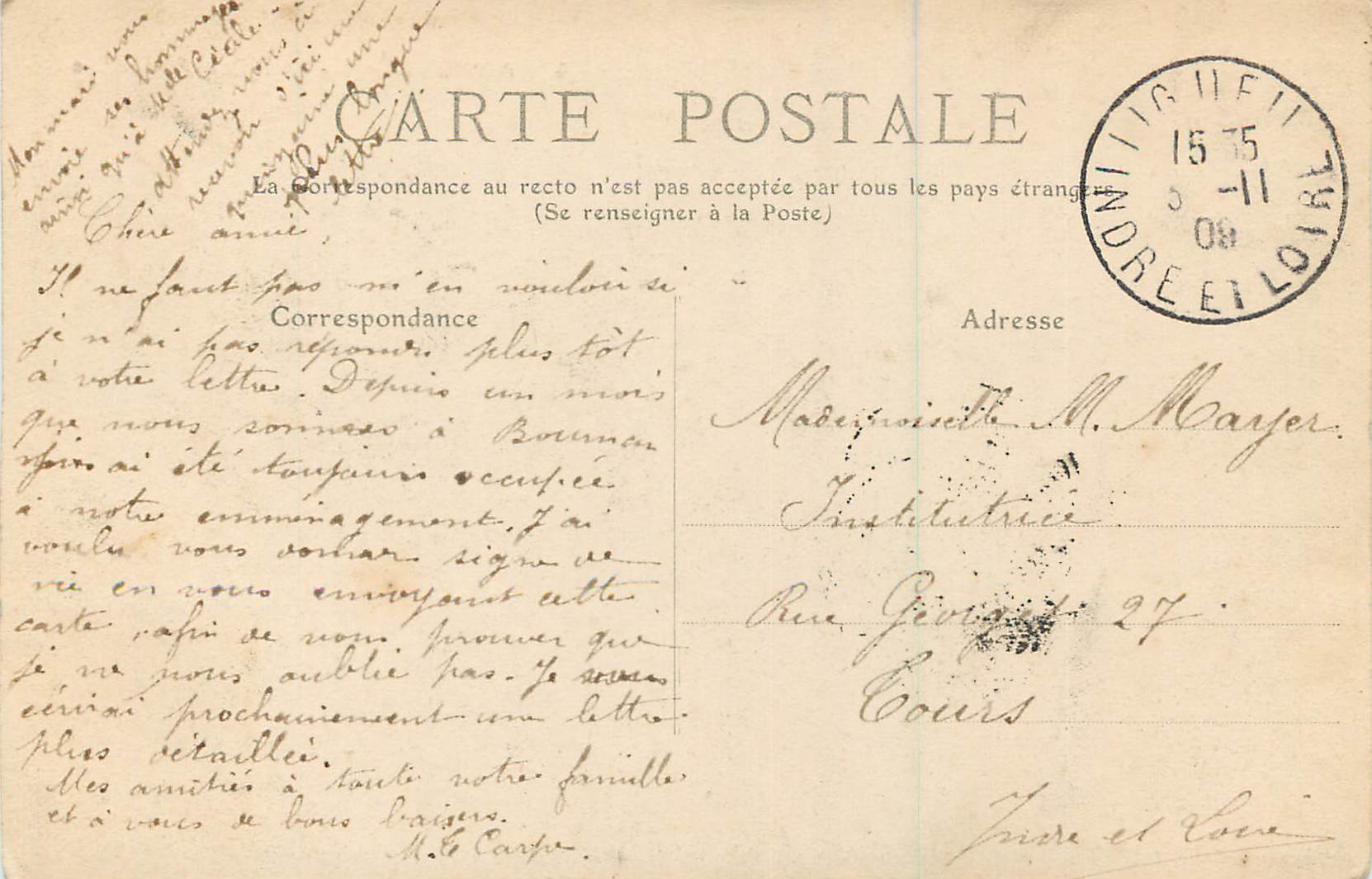 CPA Angouleme Le Palais de Justice — Rückseite