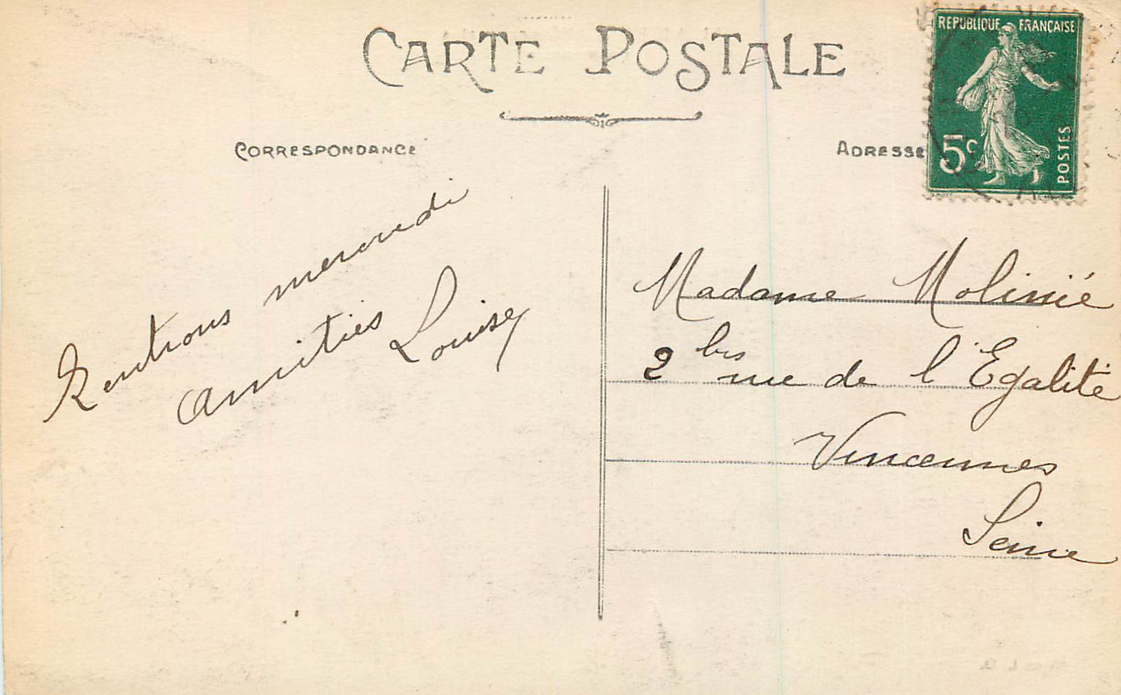 CPA Vichy Allees Couvertes Promenoirs — Rückseite