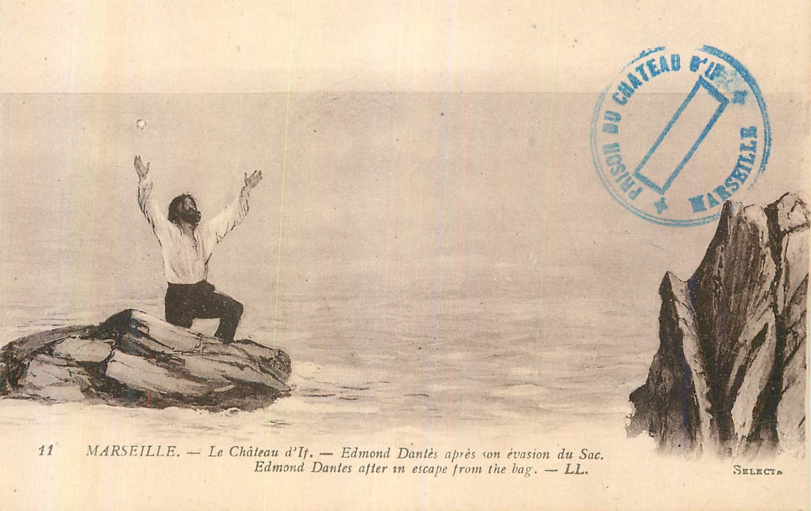 CPA Marseille Le Chateau d'If Edmond Dantes apres son evasion du Sac 